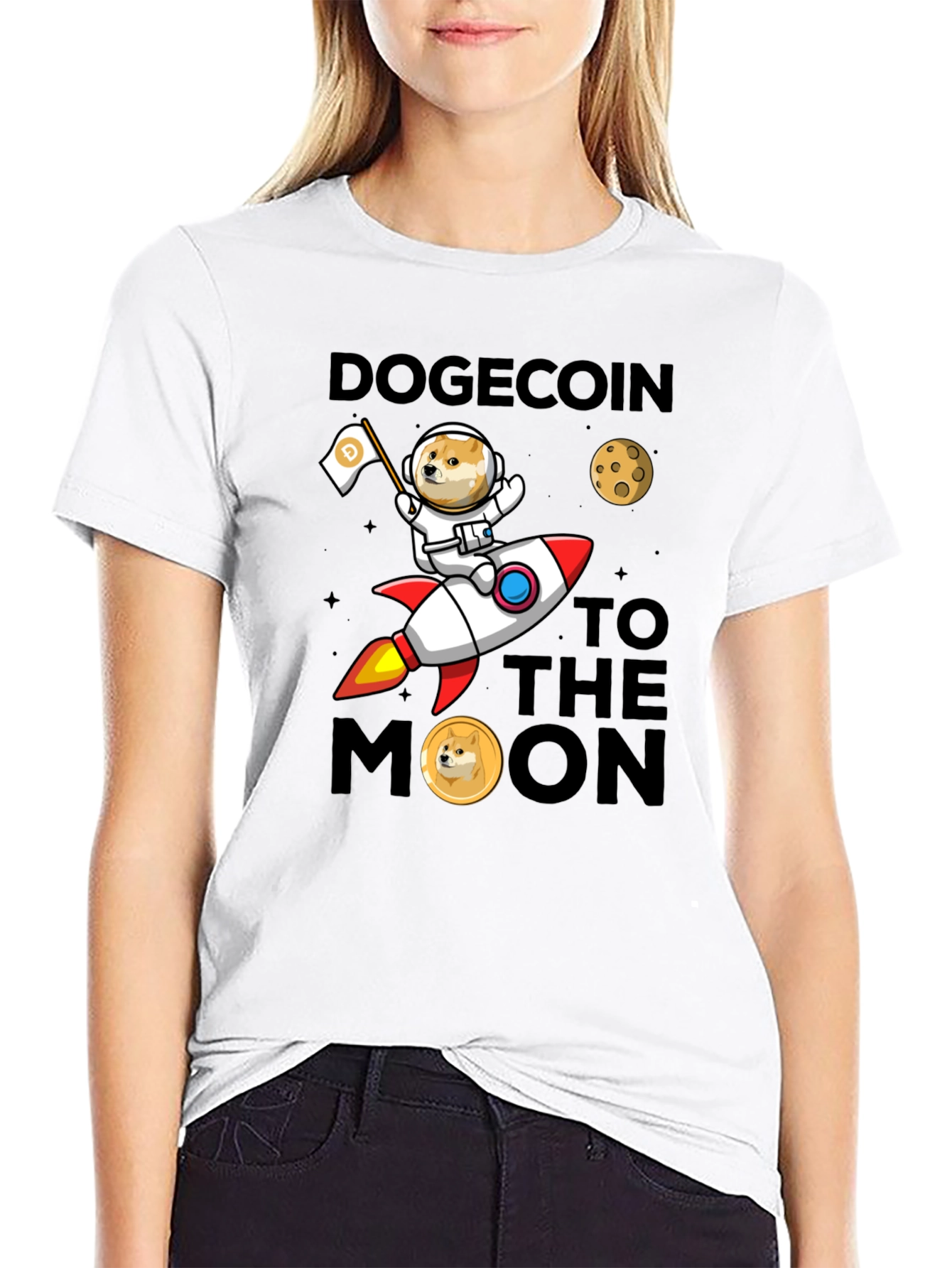 Dogecoin to the Moon Graphic T-Shirt