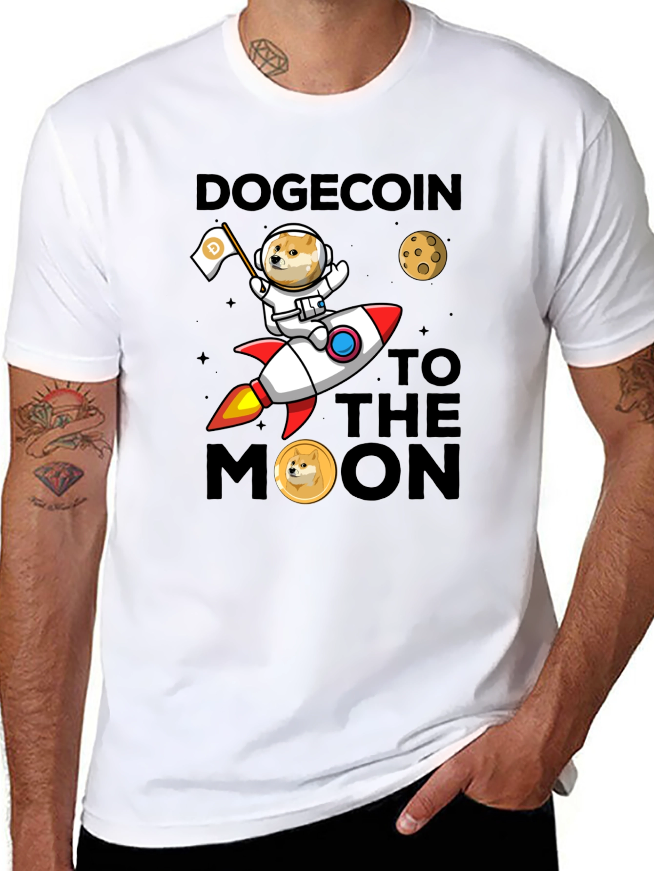 Dogecoin to the Moon Graphic T-Shirt
