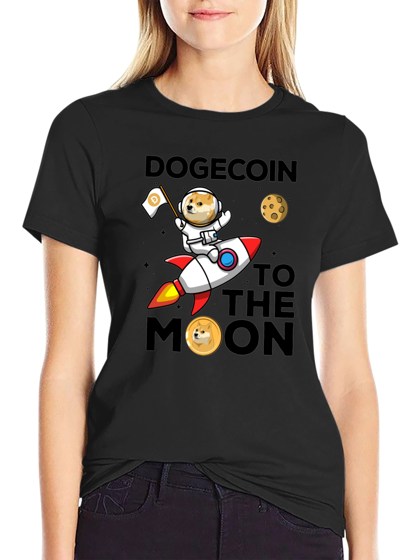 Dogecoin to the Moon Graphic T-Shirt