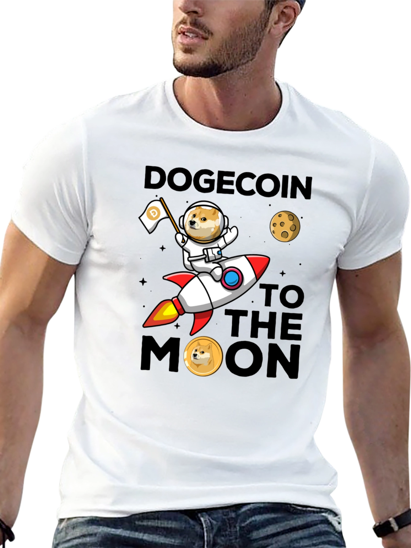 Dogecoin to the Moon Graphic T-Shirt