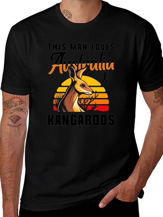 Australia Kangaroo T-Shirt Mens Black Graphic Tee