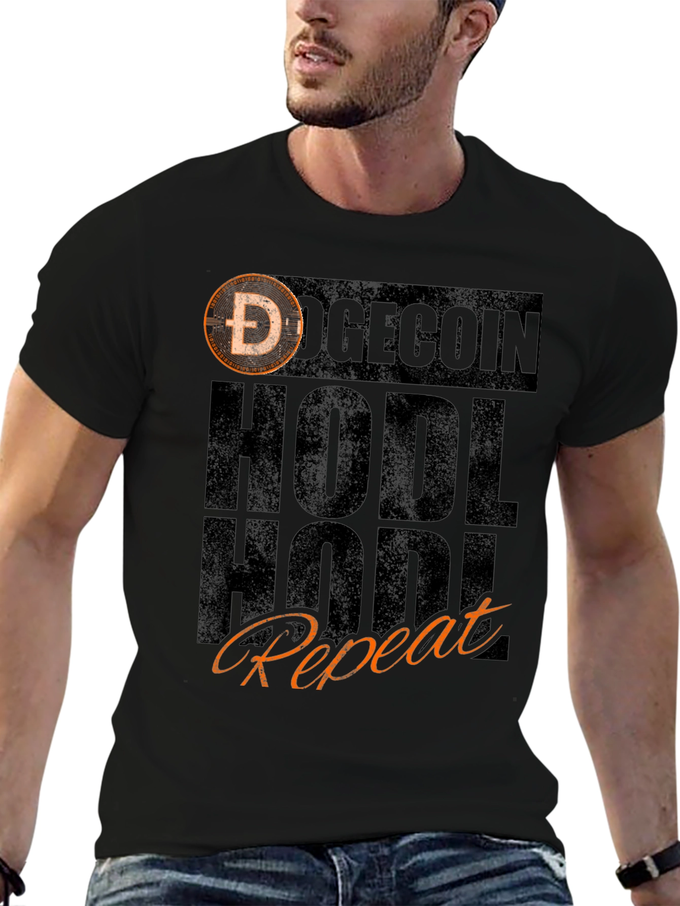 Doge HODL Repeat Black T-Shirt