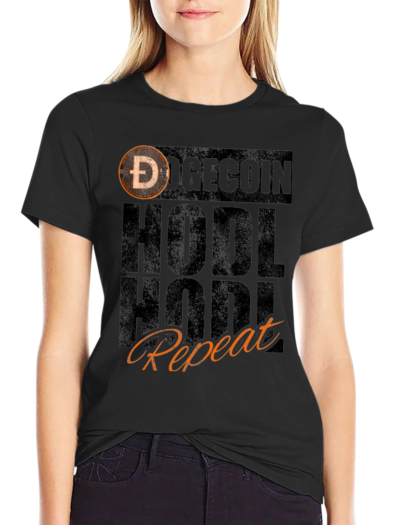 Doge HODL Repeat Black T-Shirt