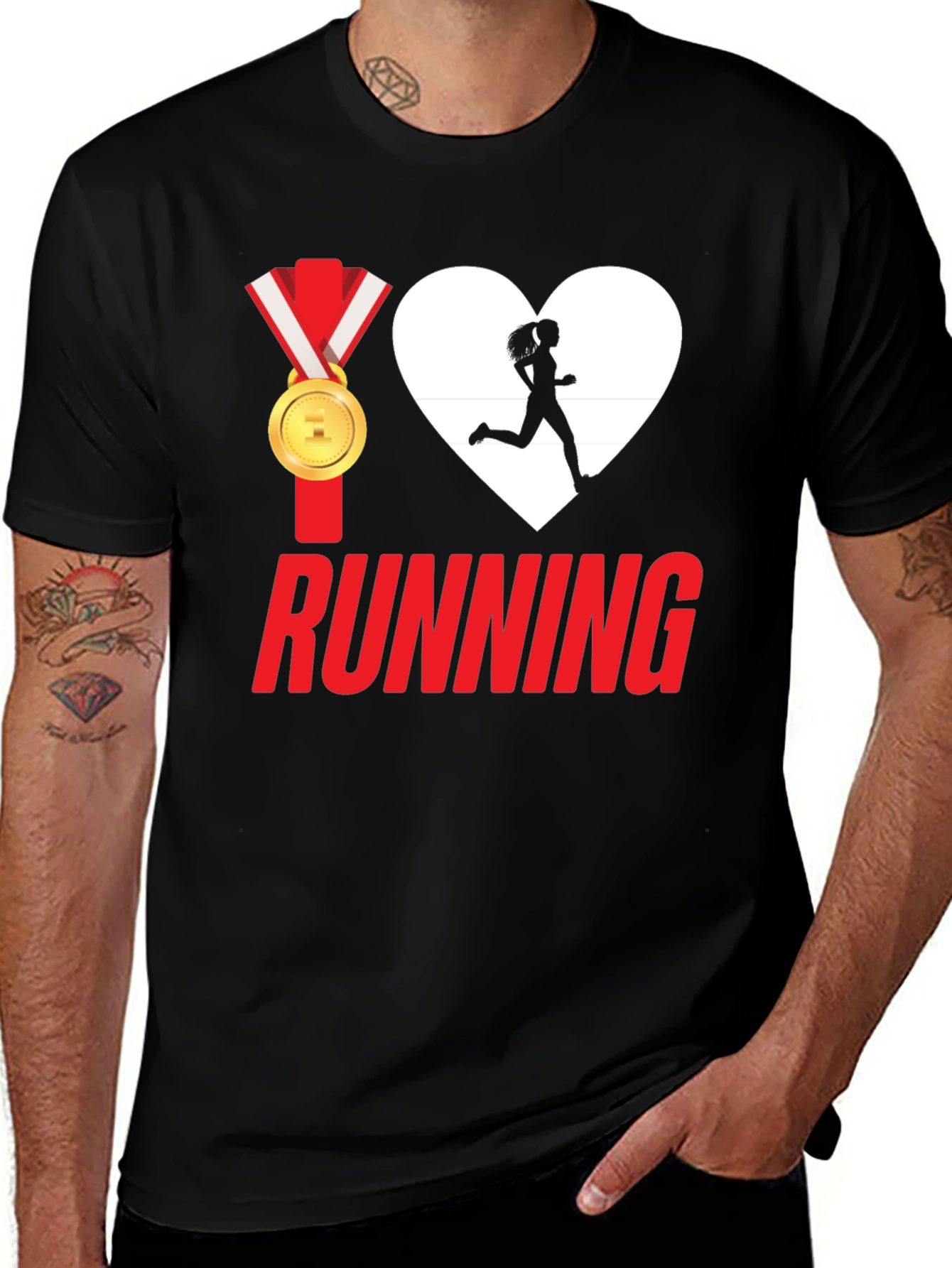I Heart Running Graphic Tee - Medal Design
