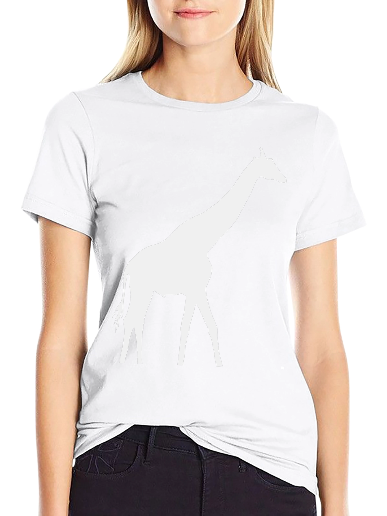 Giraffe Silhouette Graphic Tee - Black