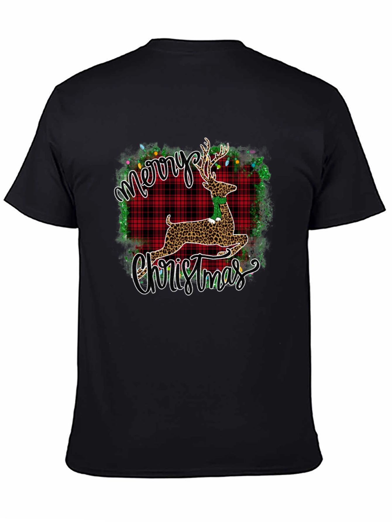 Merry Christmas Leopard Reindeer Graphic T-Shirt