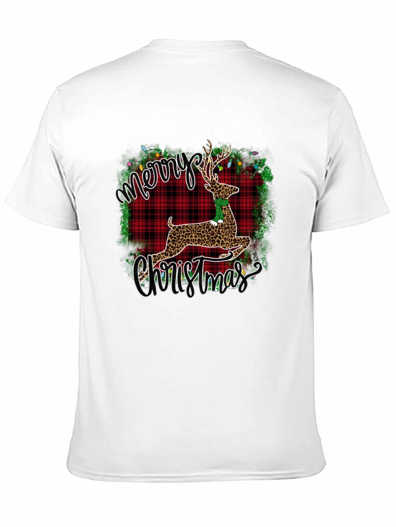 Merry Christmas Leopard Reindeer Graphic T-Shirt