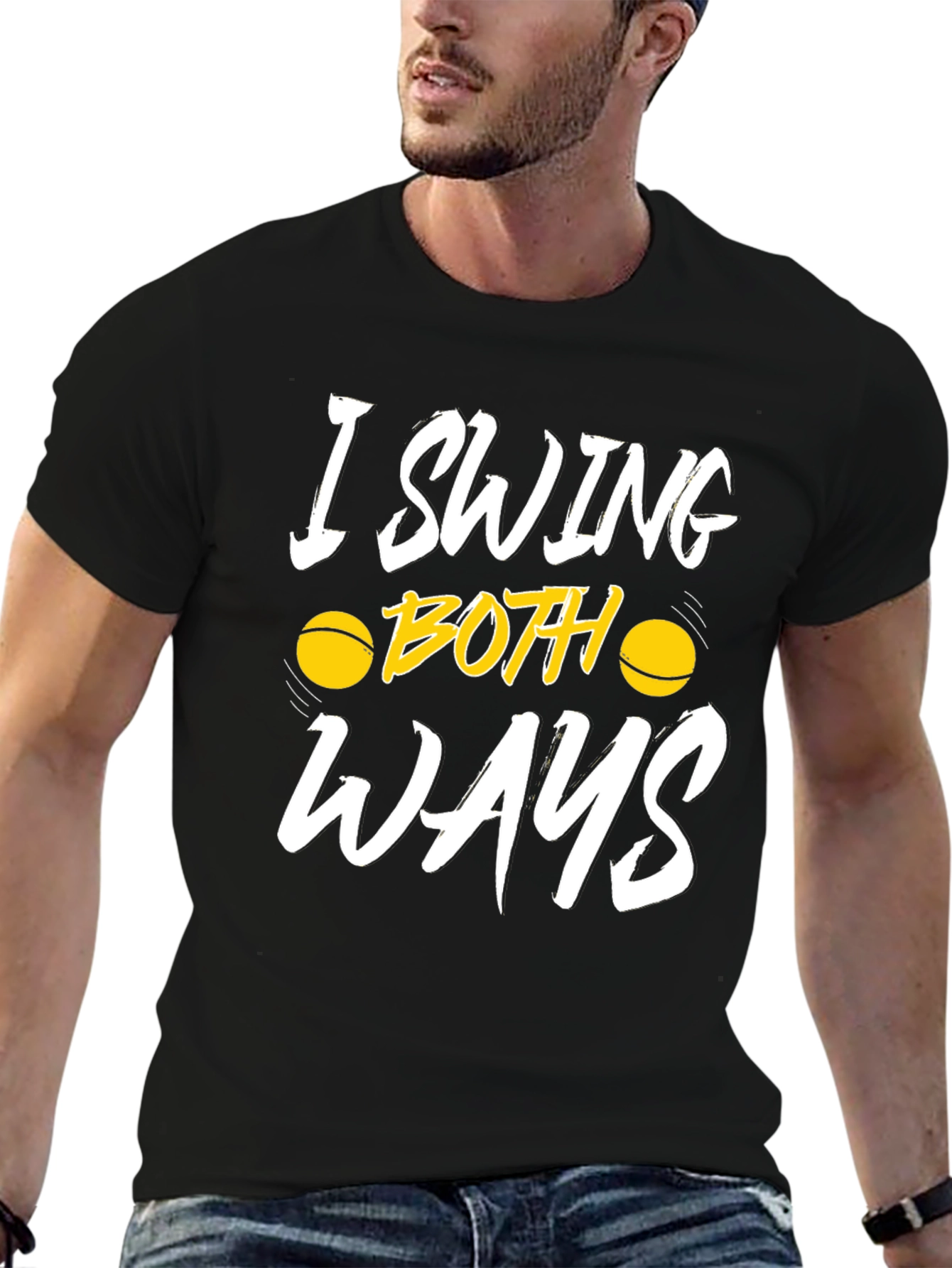 I Swing Both Ways Funny Tennis T-Shirt
