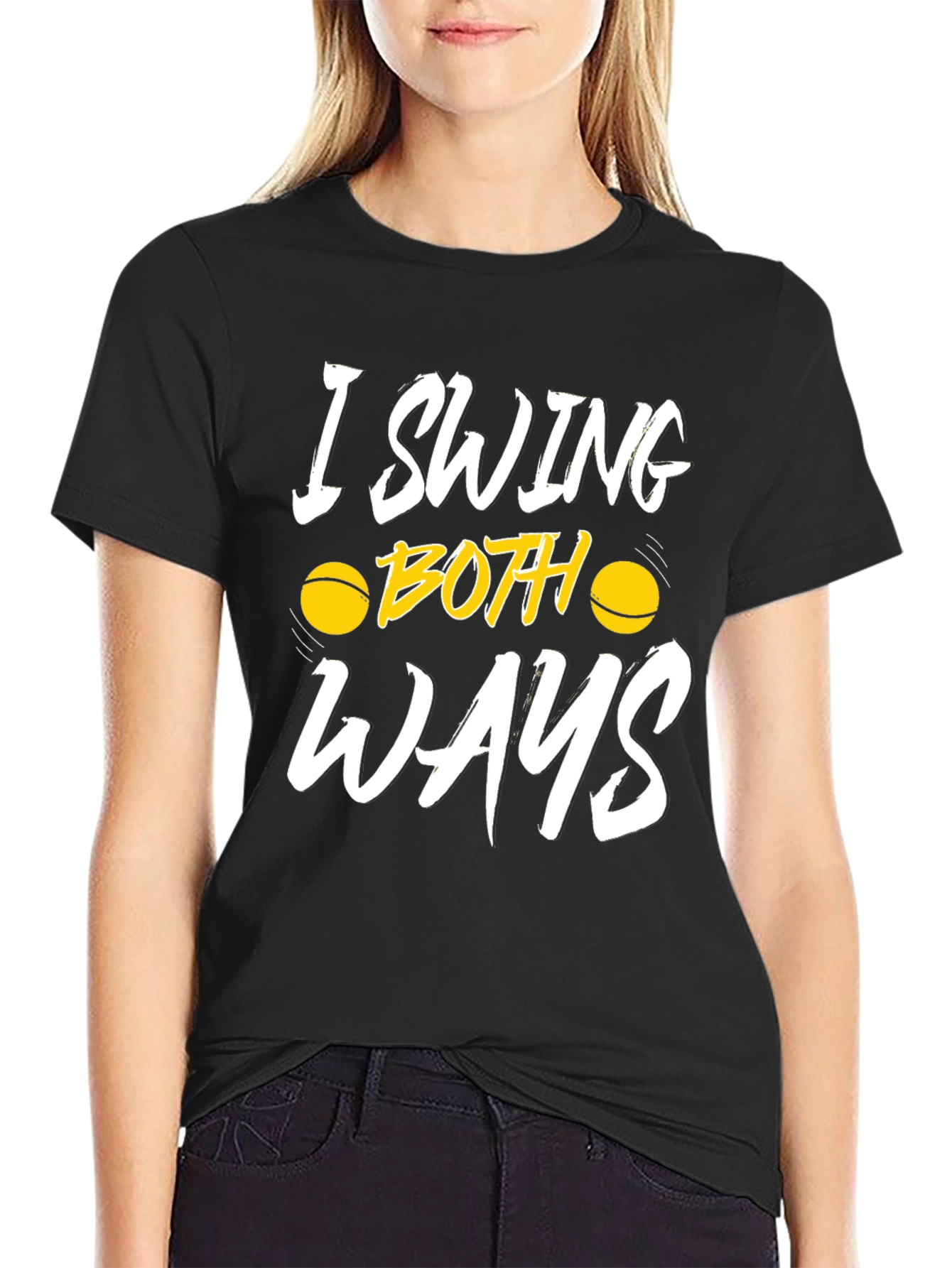 I Swing Both Ways Funny Tennis T-Shirt