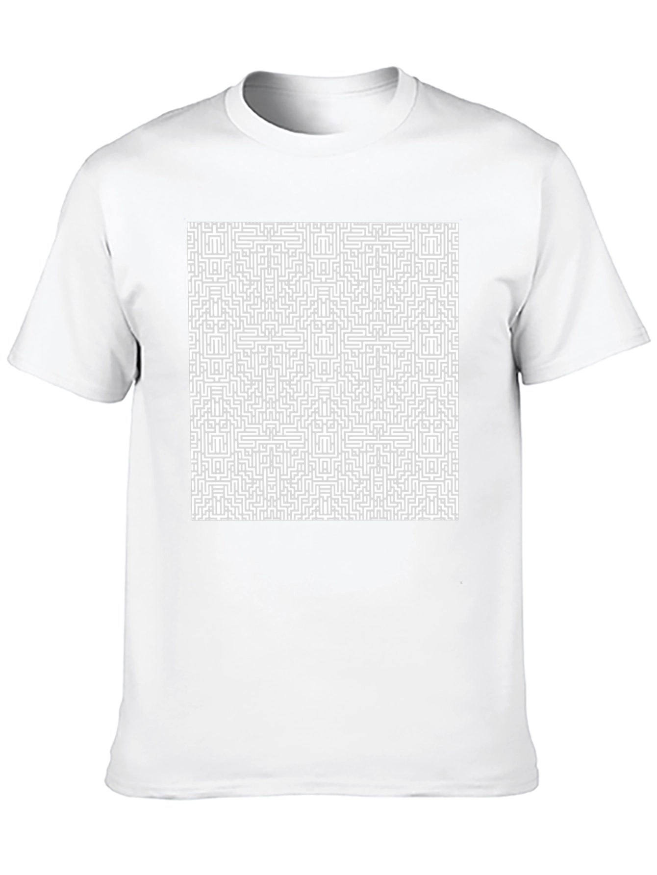Maze Patterned T-Shirt - Black Cotton Tee