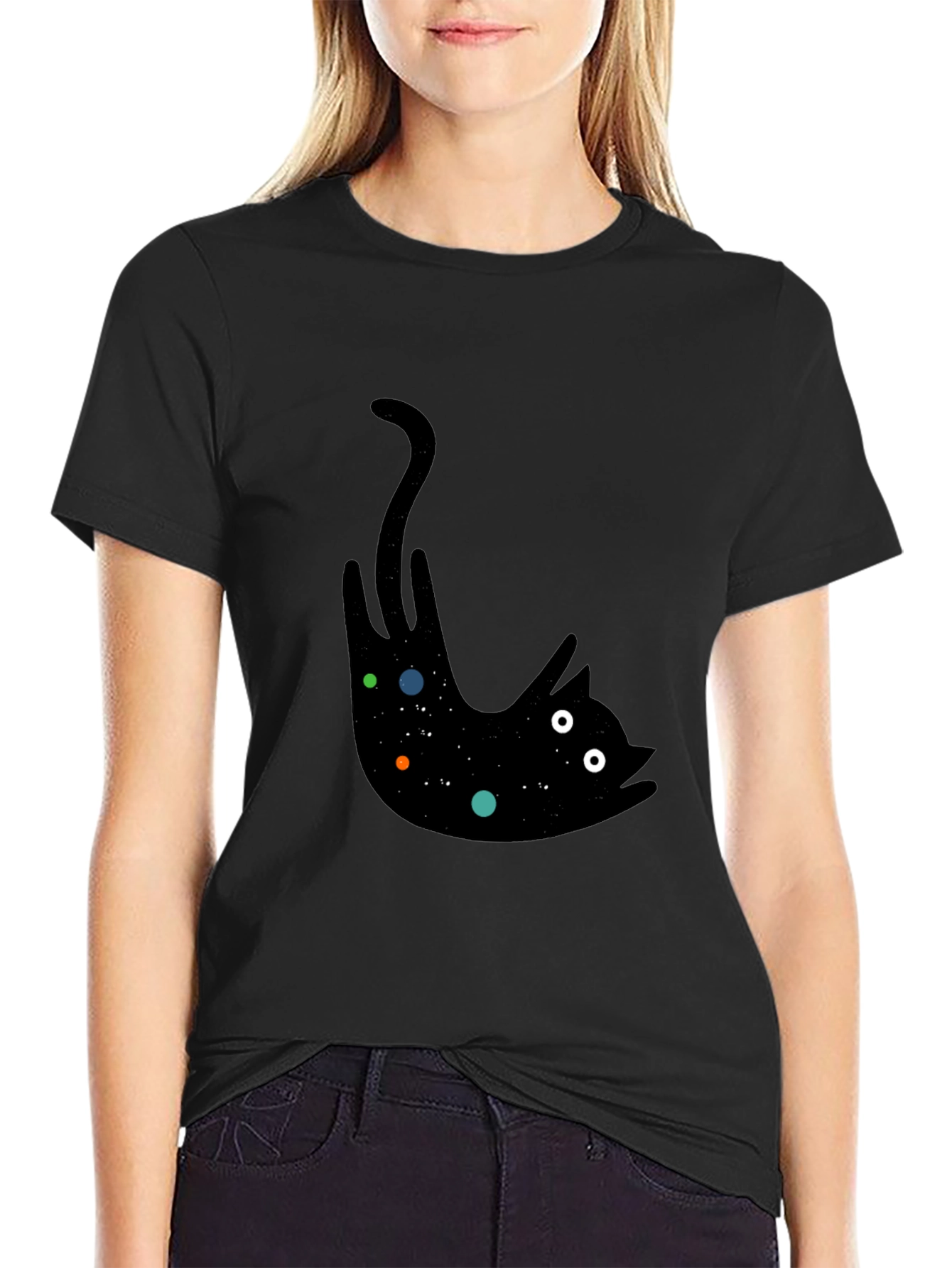 Cosmic Cat Black T-Shirt - Unisex