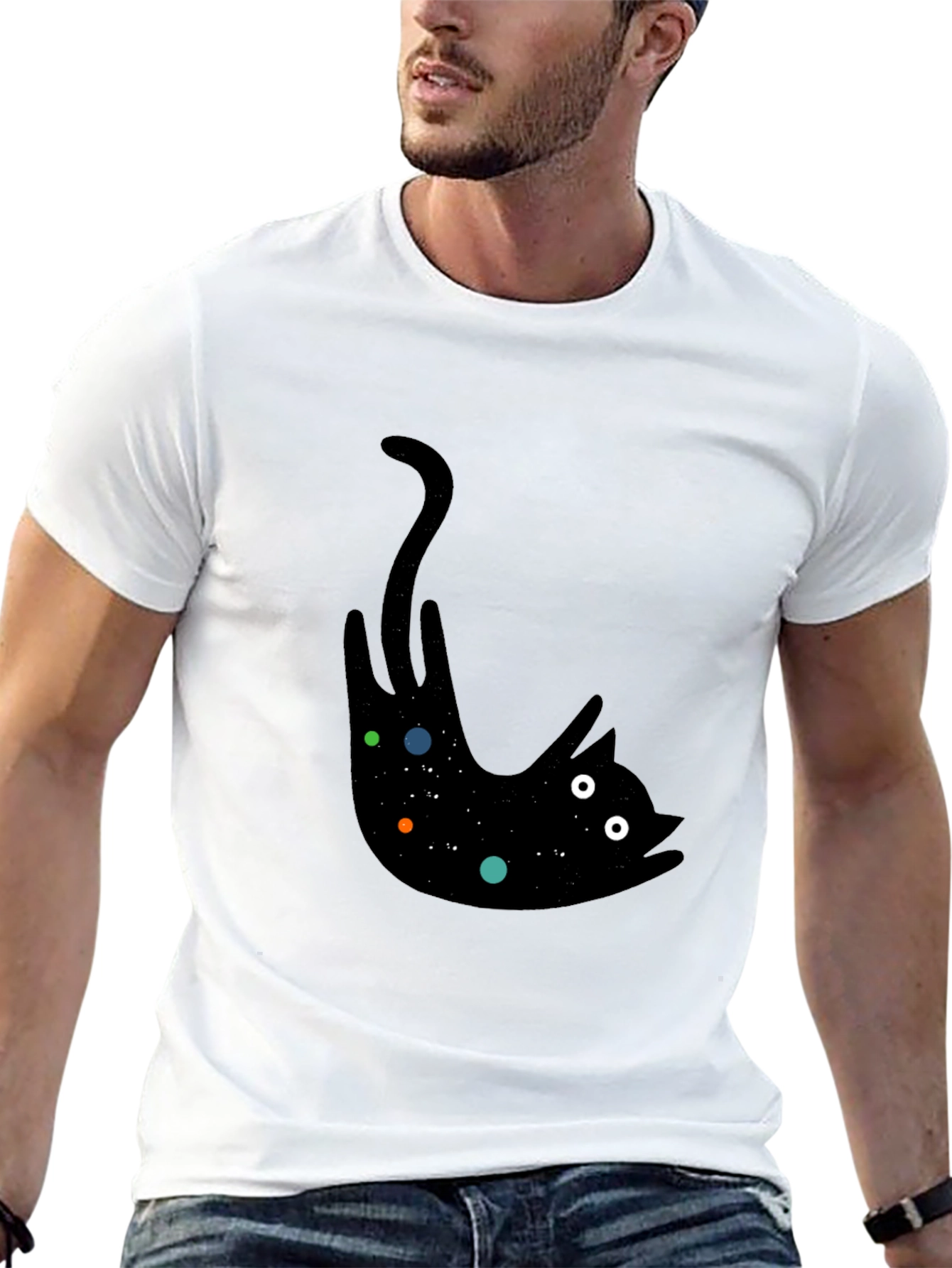 Cosmic Cat Black T-Shirt - Unisex