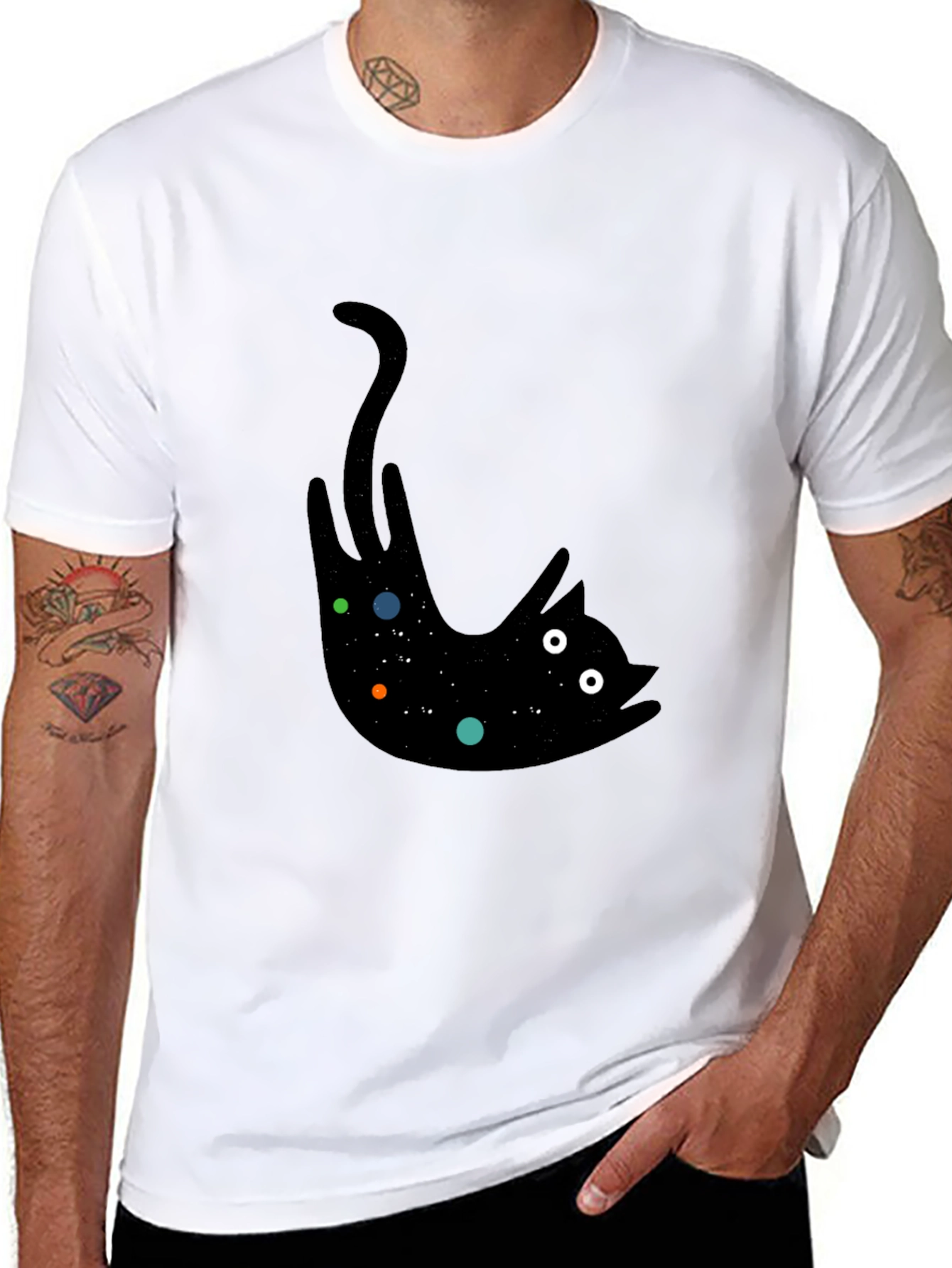 Cosmic Cat Black T-Shirt - Unisex