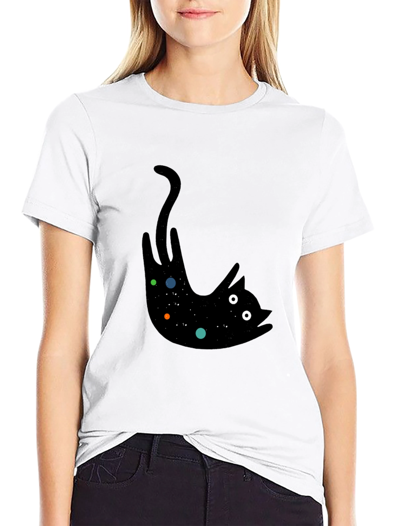 Cosmic Cat Black T-Shirt - Unisex