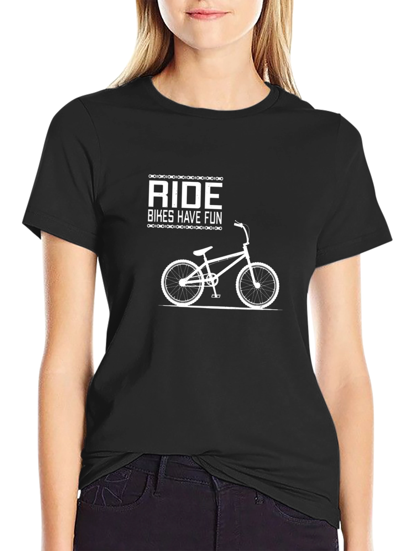 Ride Bikes Have Fun Black Graphic Tee