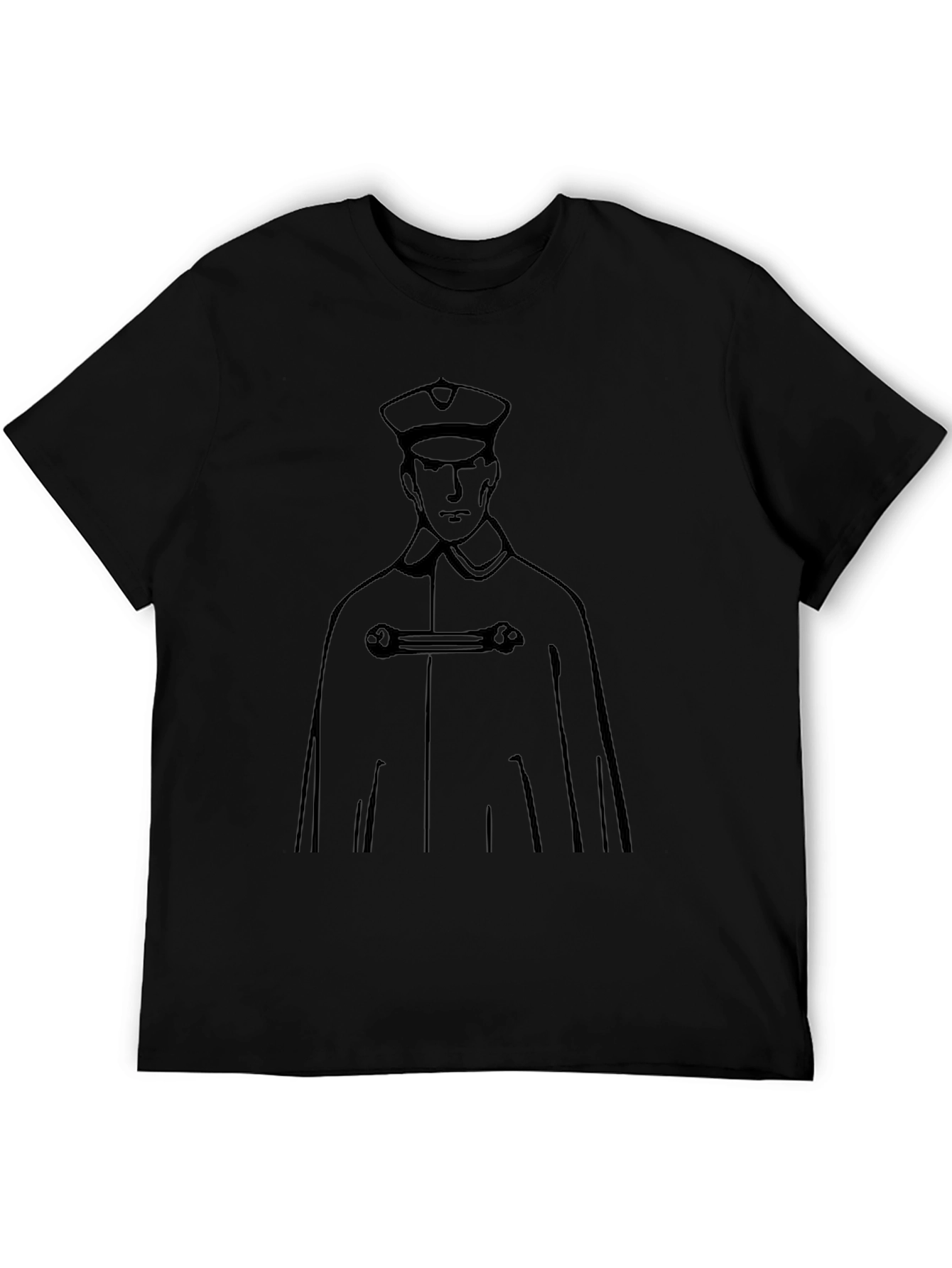 Stylized Officer Graphic Tee - Black