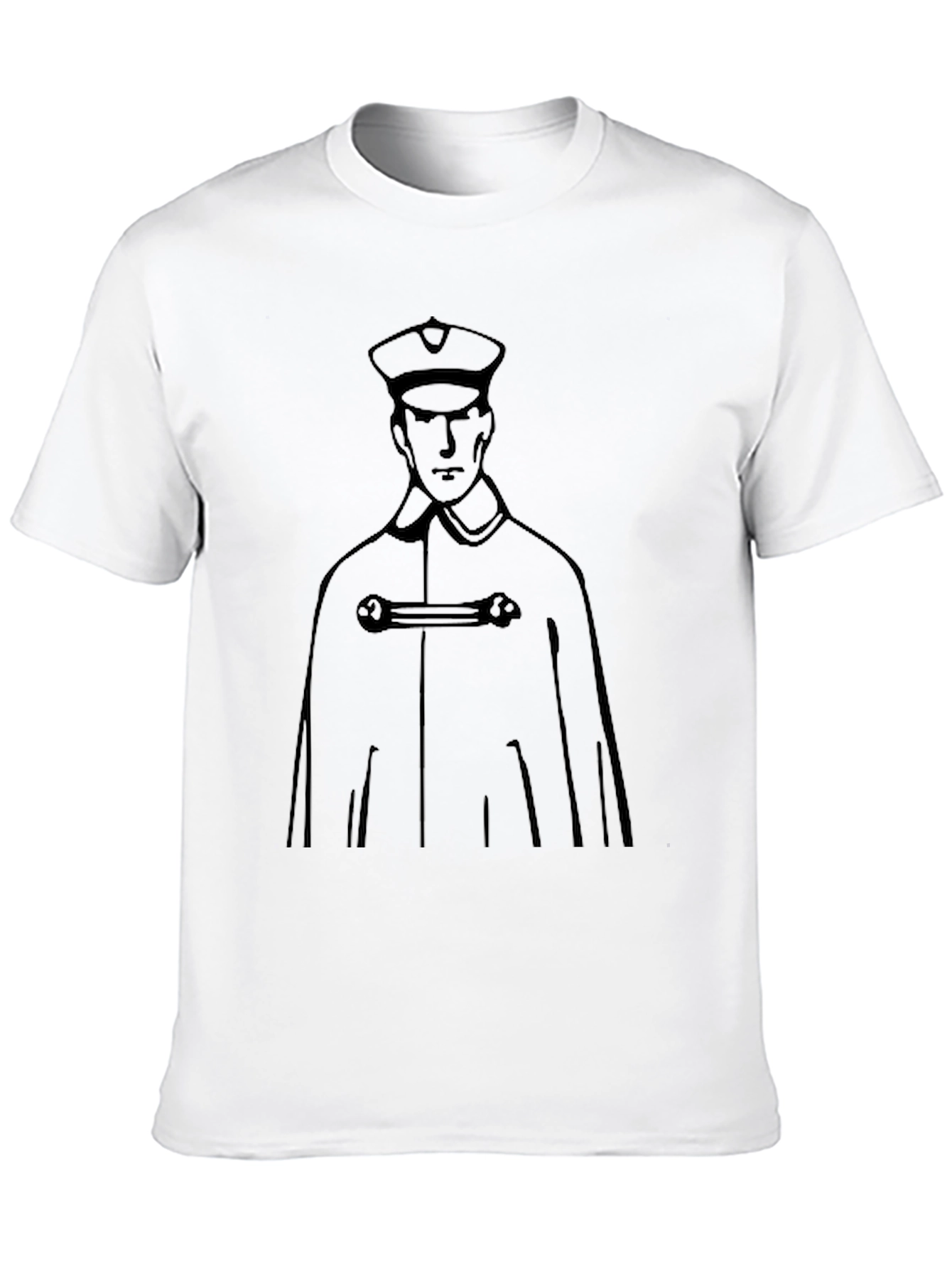 Stylized Officer Graphic Tee - Black