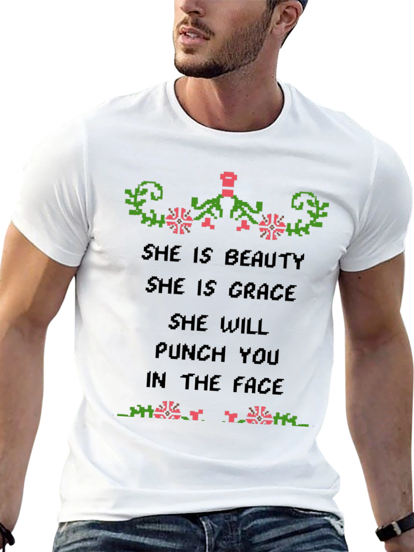 She is Beauty & Grace Funny Graphic Tee