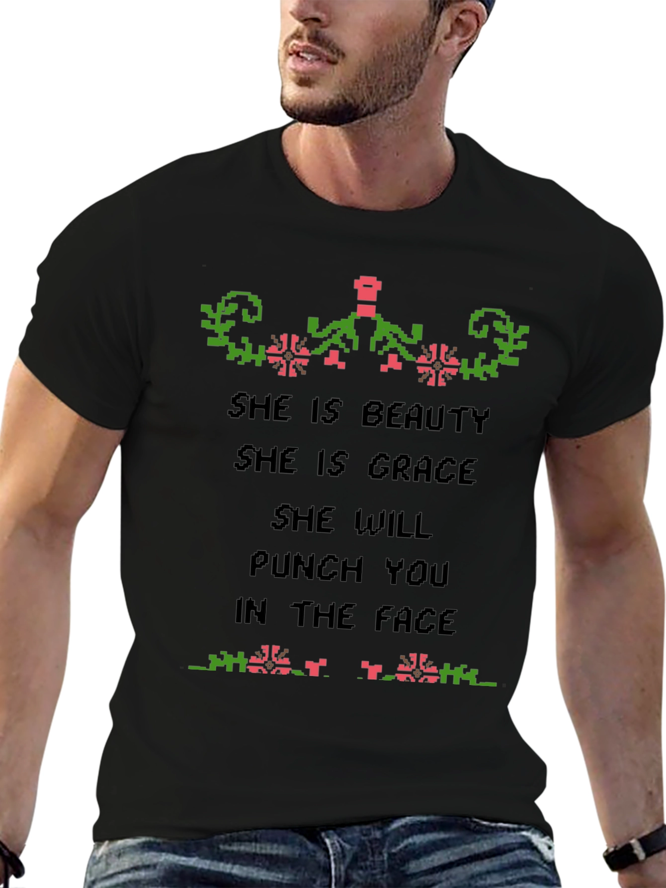She is Beauty & Grace Funny Graphic Tee