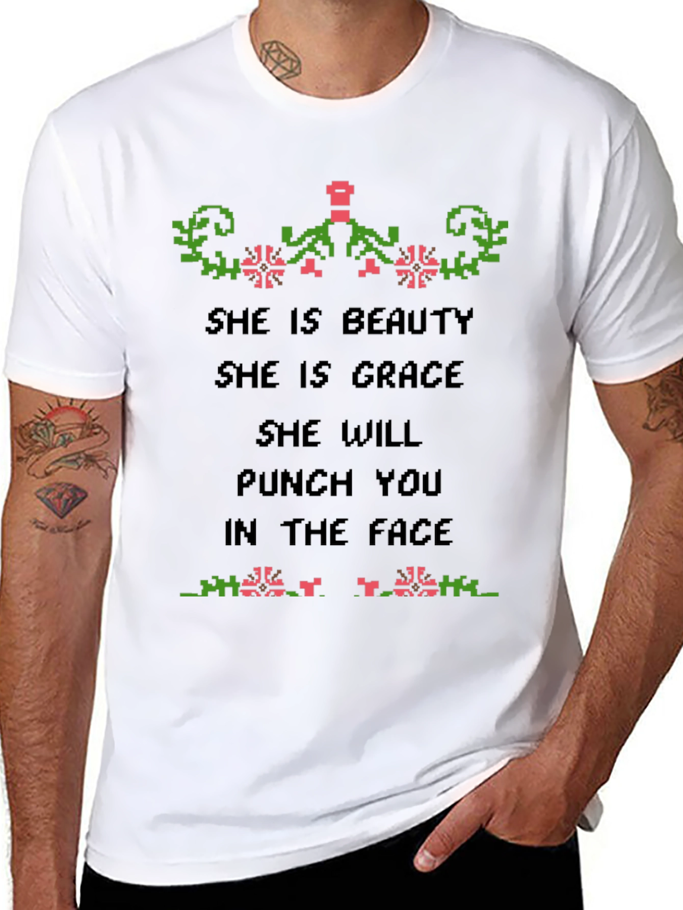 She is Beauty & Grace Funny Graphic Tee