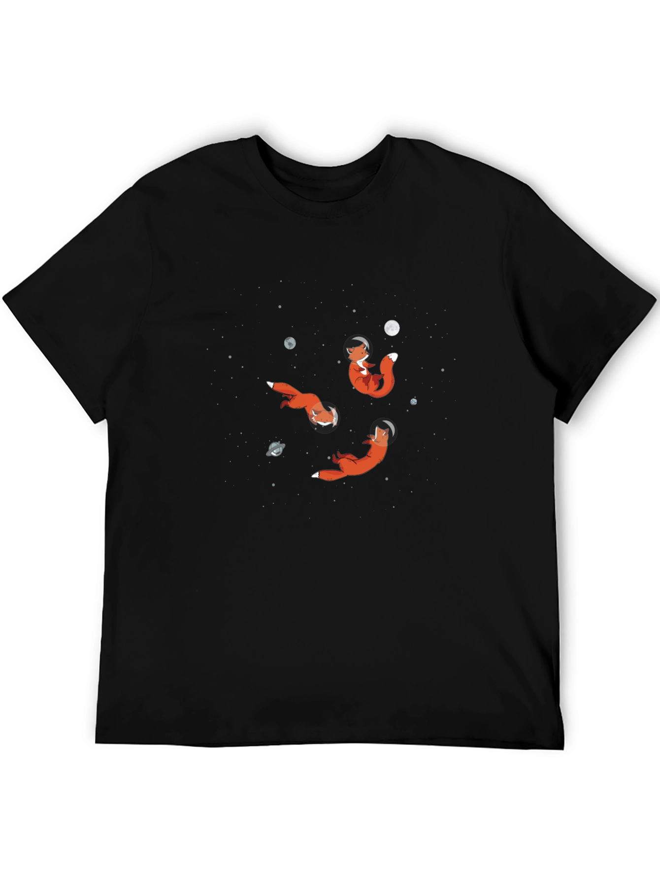 Space Fox Graphic Tee - Premium Black Cotton T-Shirt