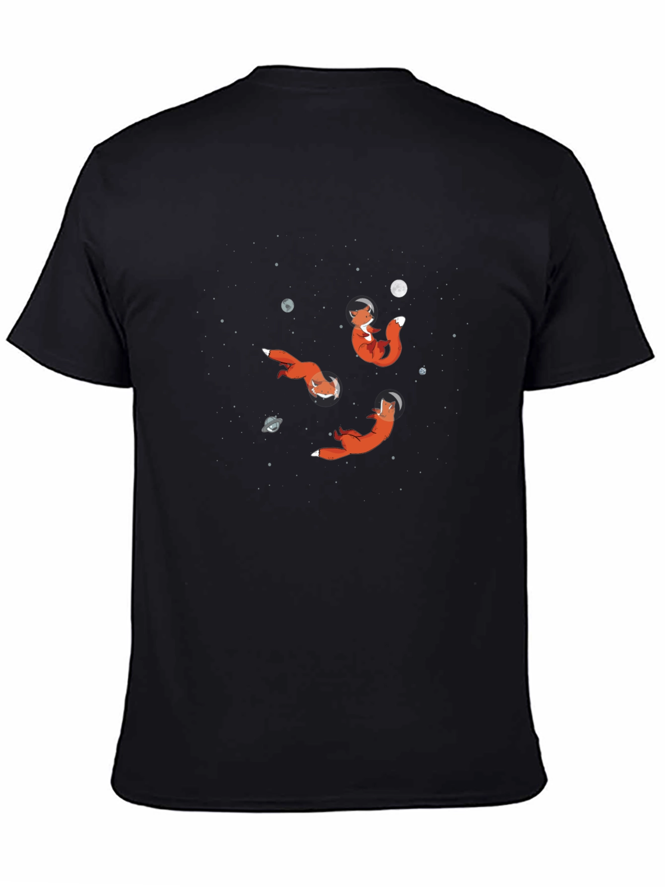 Space Fox Graphic Tee - Premium Black Cotton T-Shirt