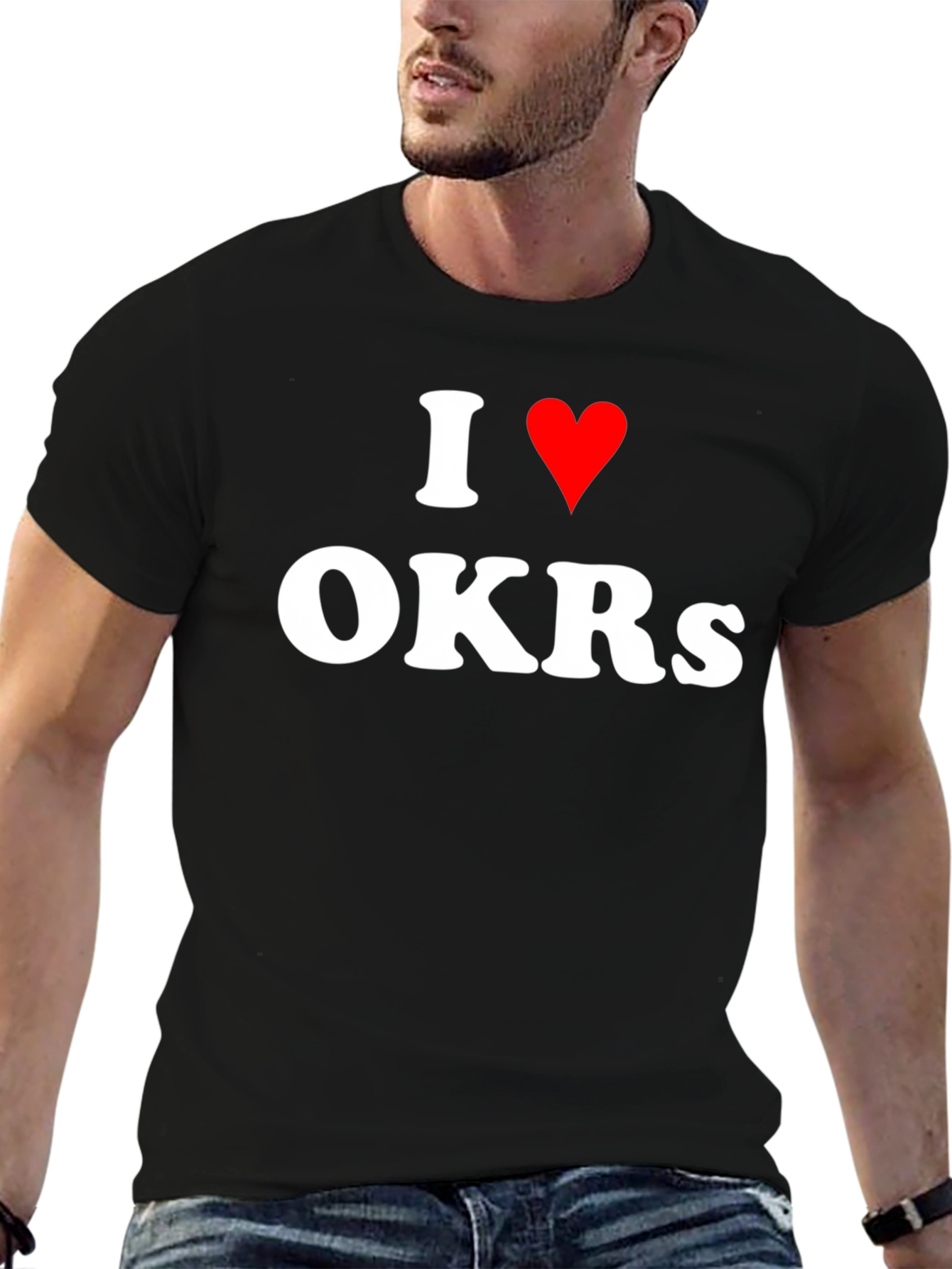 I Heart OKRs T-Shirt - Black Crew Neck