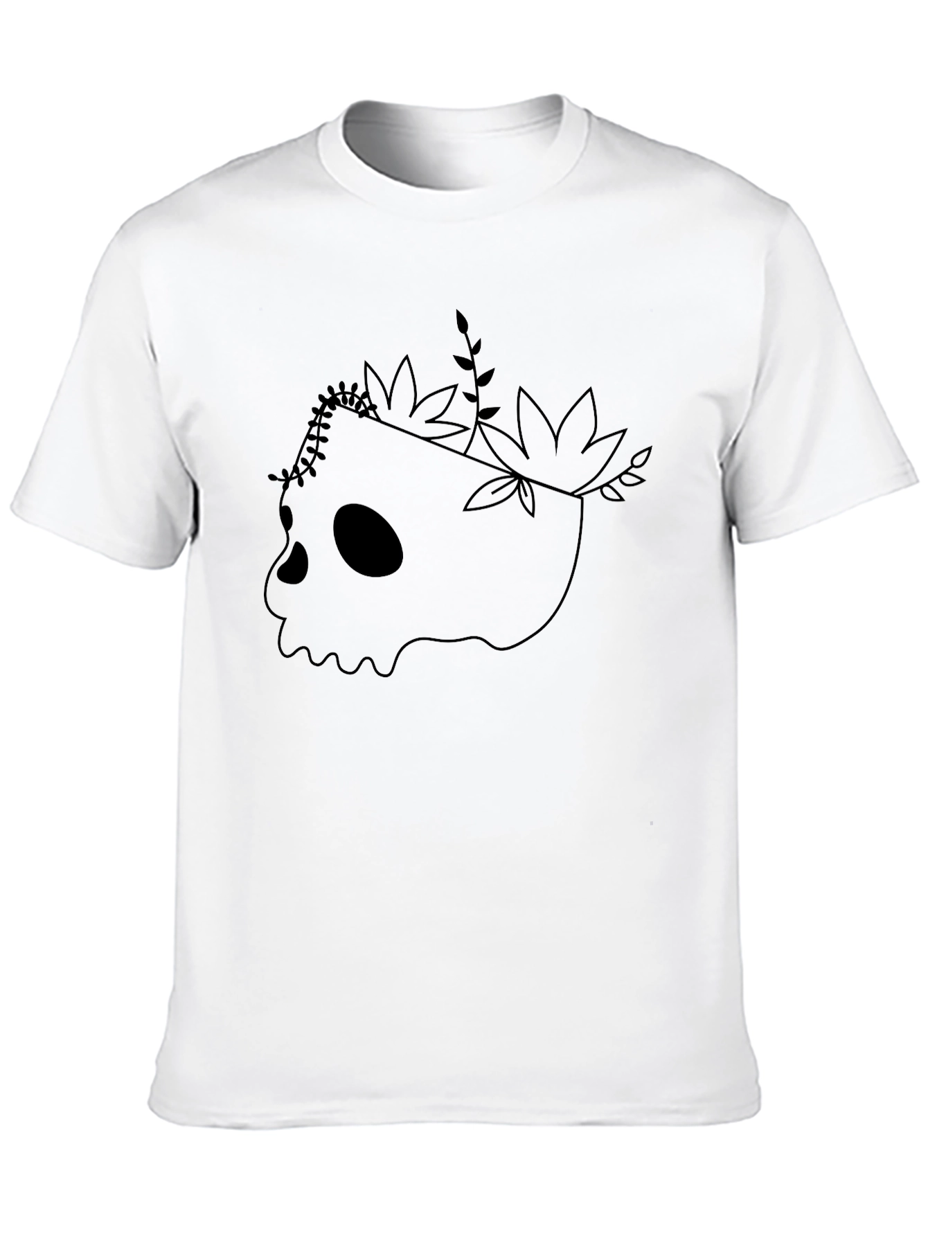 Skull & Flora Graphic Print Black T-Shirt