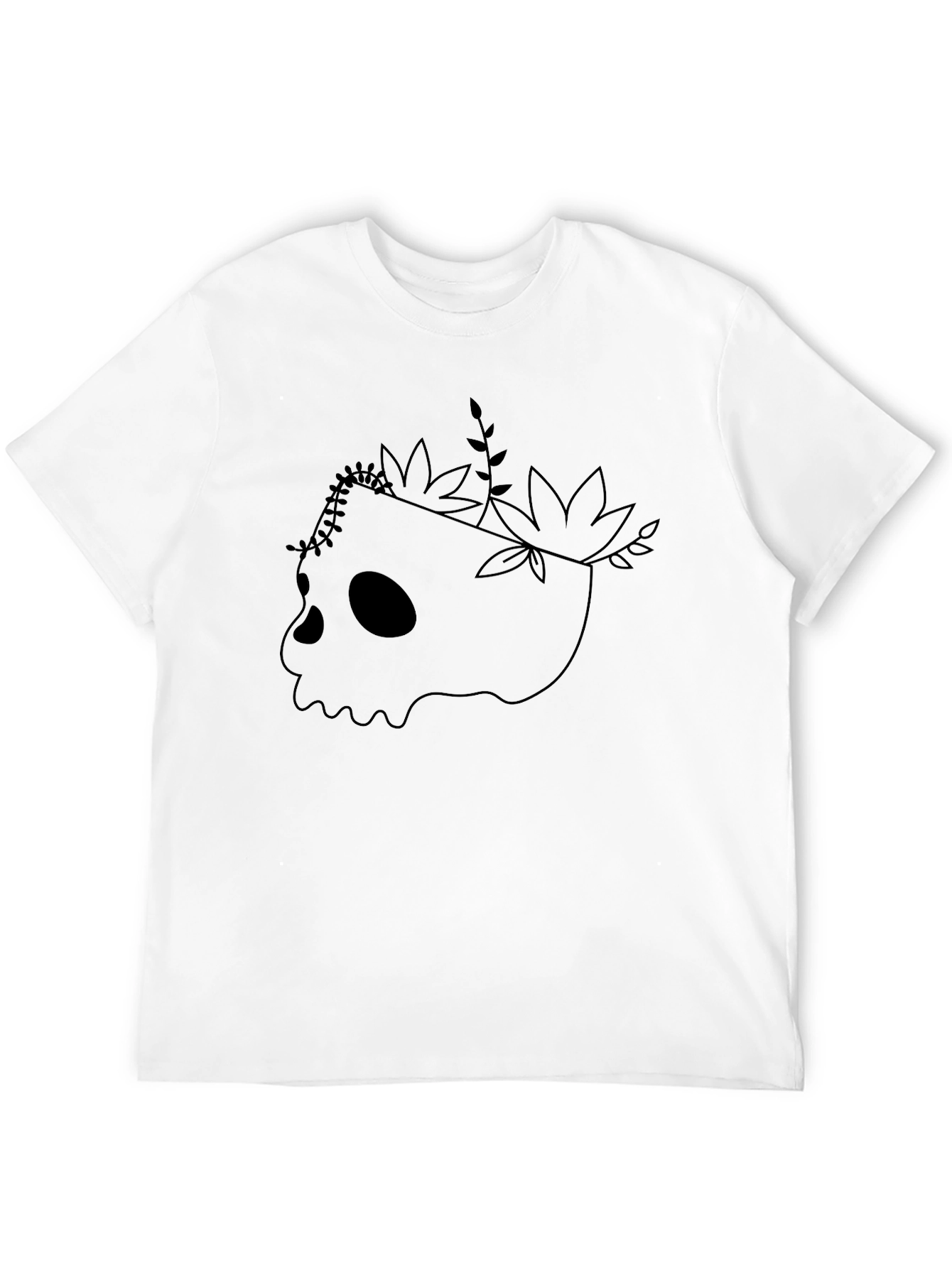 Skull & Flora Graphic Print Black T-Shirt