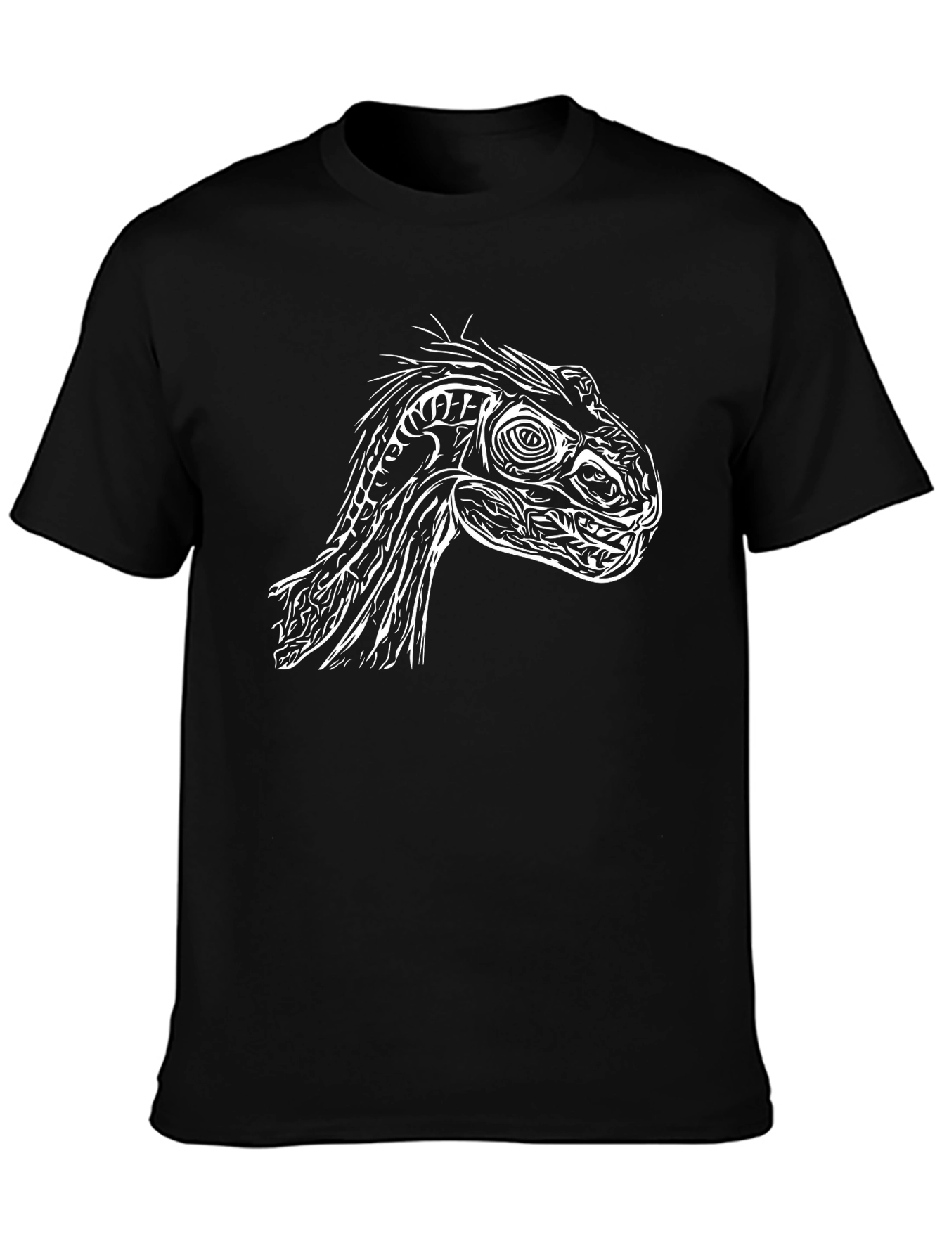 Dino Art Graphic Tee - Stylish Black T-Shirt