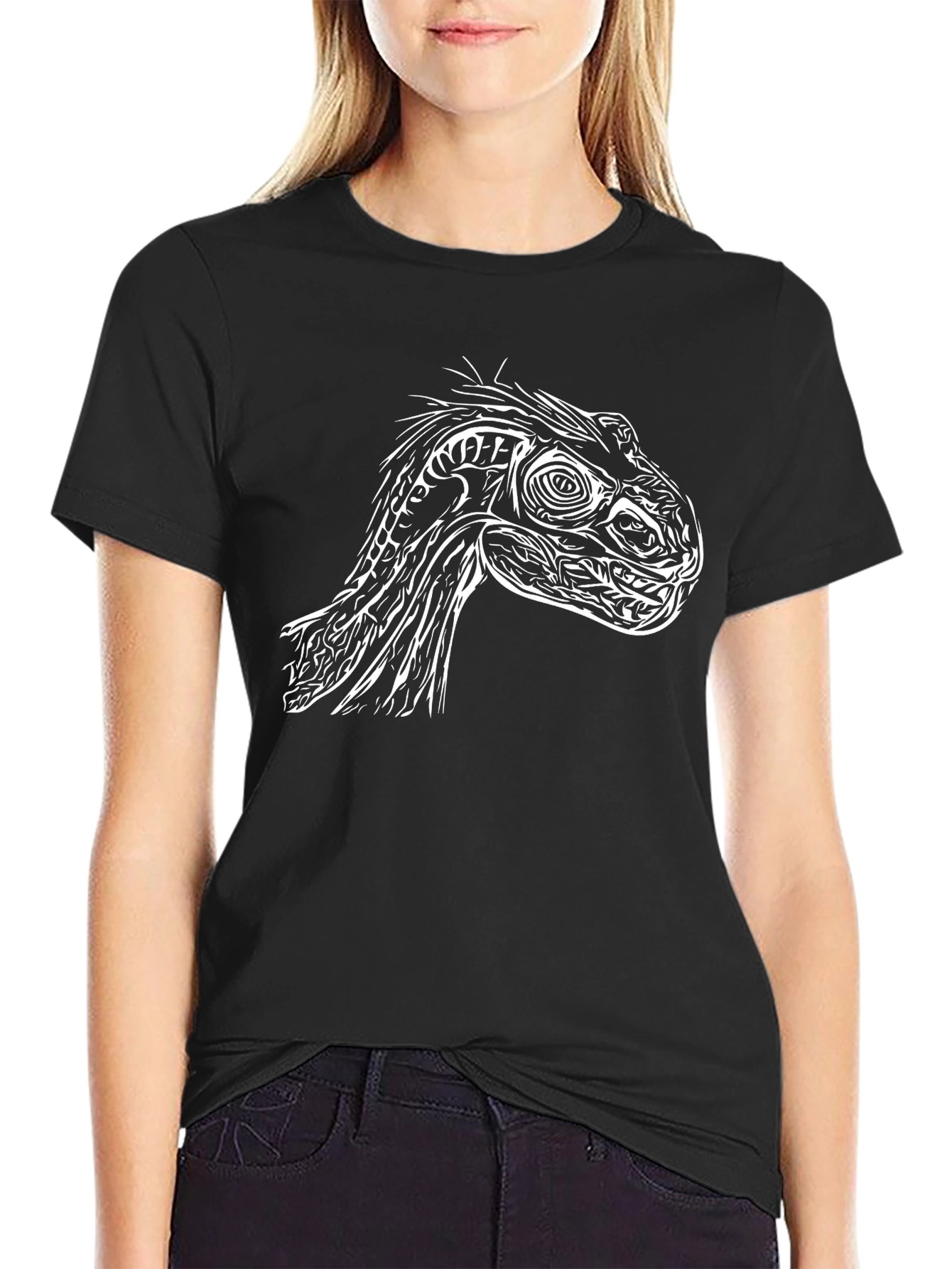 Dino Art Graphic Tee - Stylish Black T-Shirt