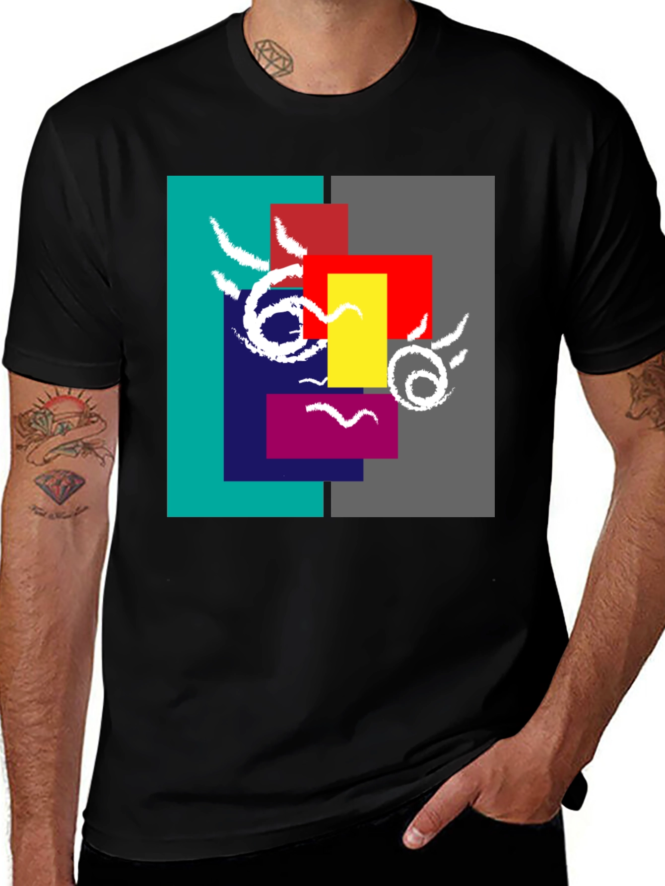 Abstract Face Graphic Tee - Modern Art Shirt