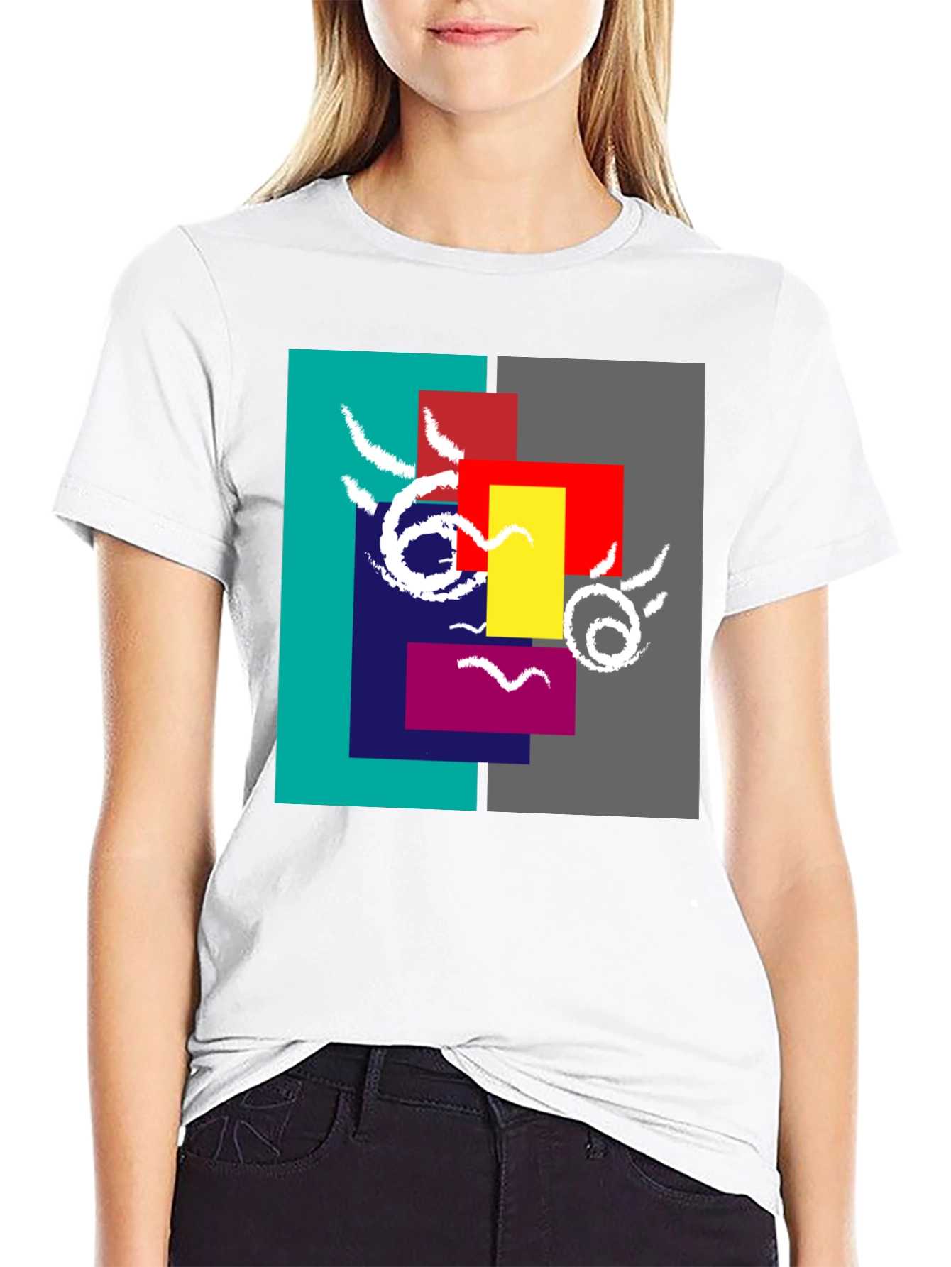 Abstract Face Graphic Tee - Modern Art Shirt