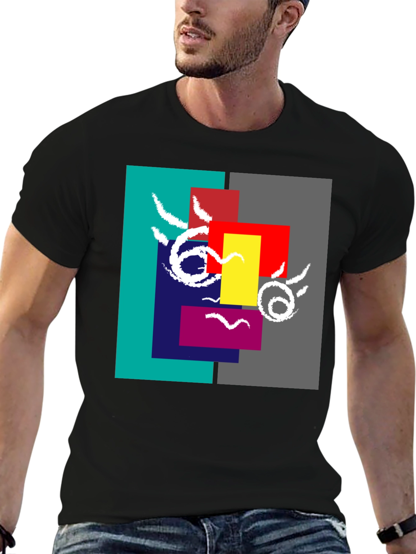 Abstract Face Graphic Tee - Modern Art Shirt