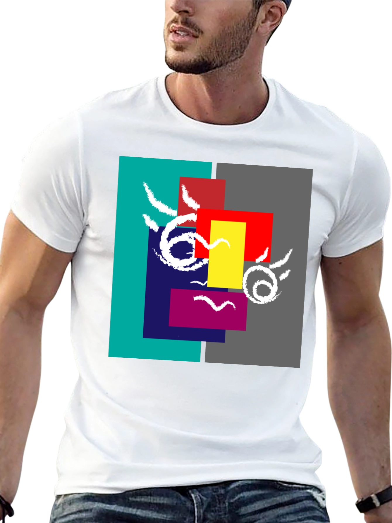 Abstract Face Graphic Tee - Modern Art Shirt