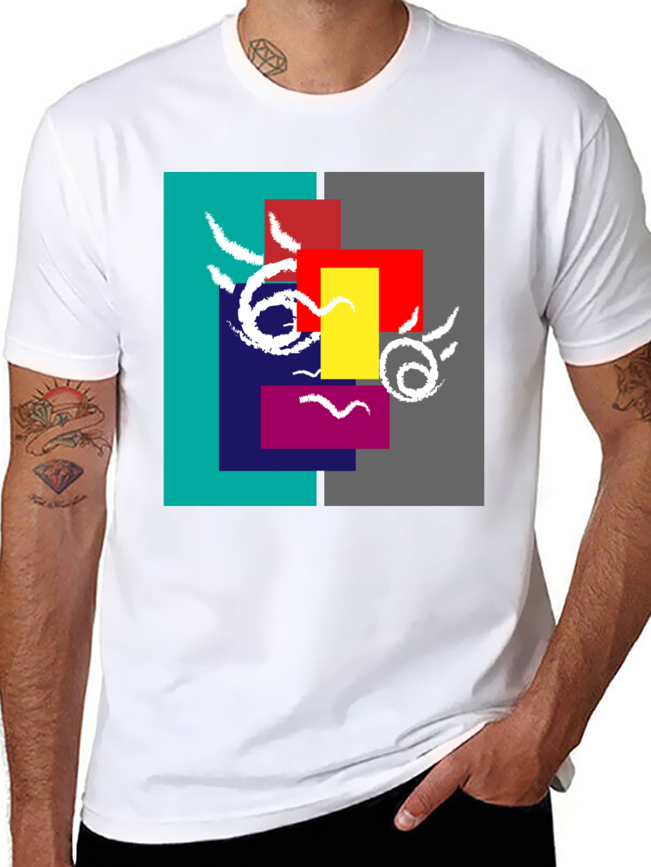Abstract Face Graphic Tee - Modern Art Shirt