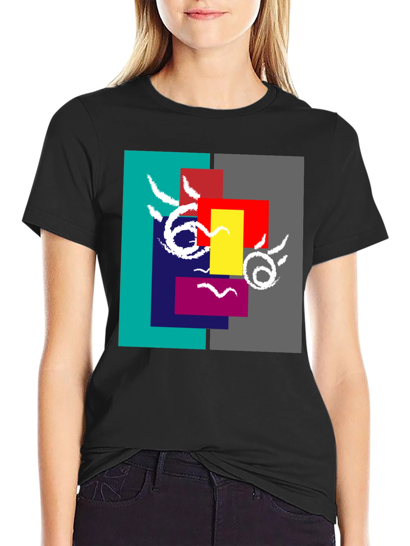 Abstract Face Graphic Tee - Modern Art Shirt