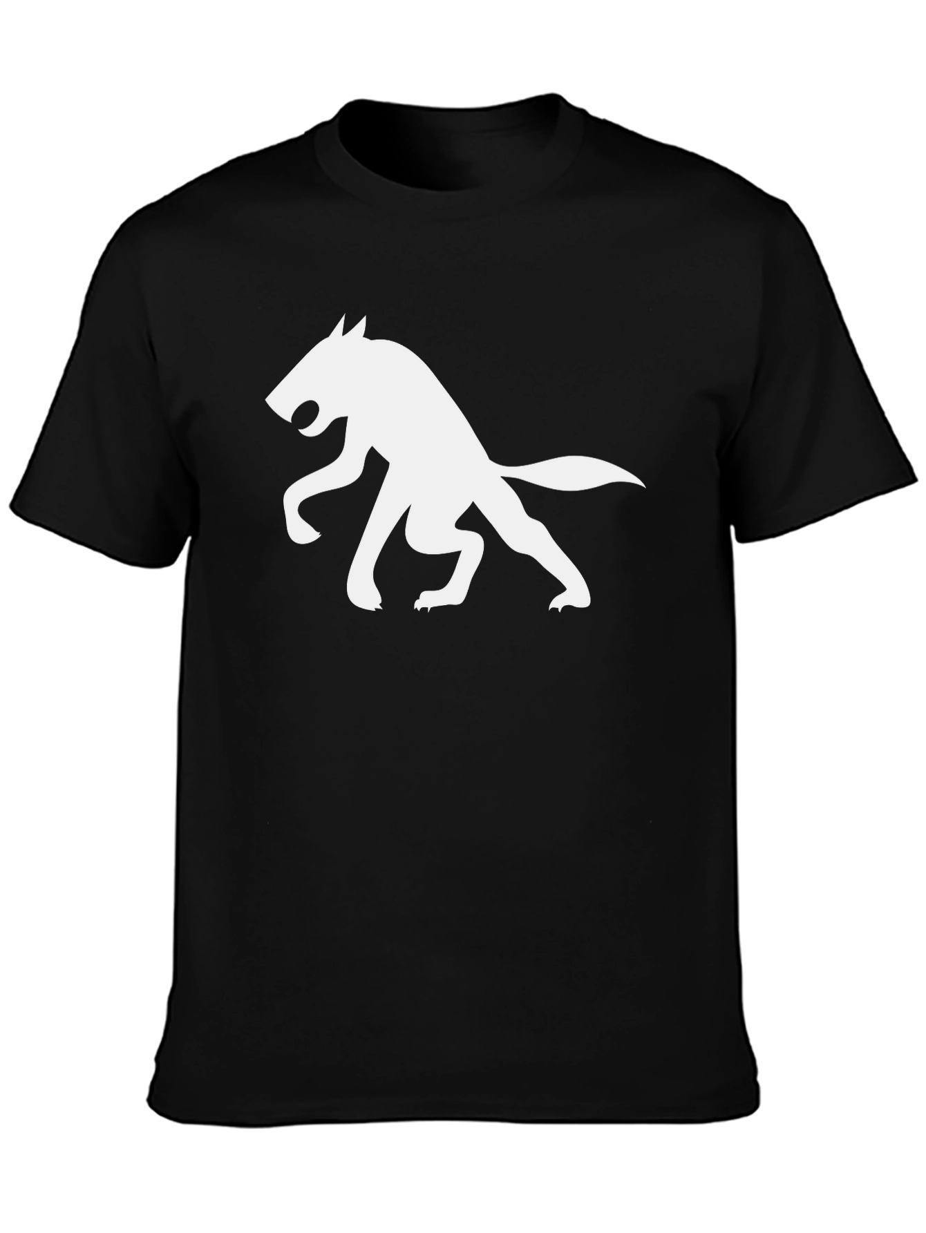 Wolf Silhouette Graphic Tee - Black Cotton Shirt