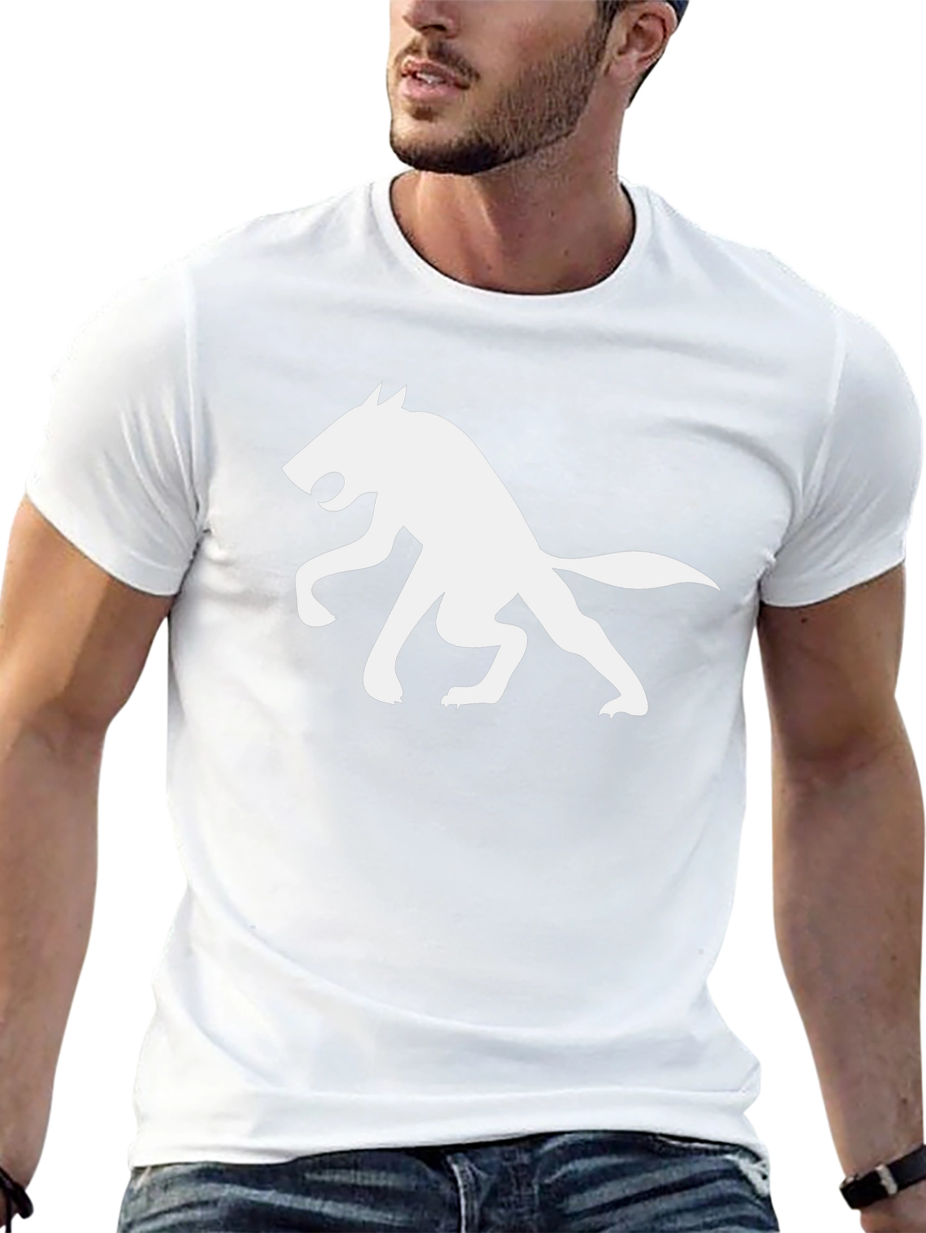 Wolf Silhouette Graphic Tee - Black Cotton Shirt