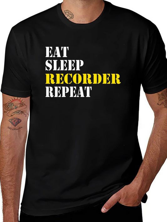 Eat Sleep Recorder Repeat T-Shirt