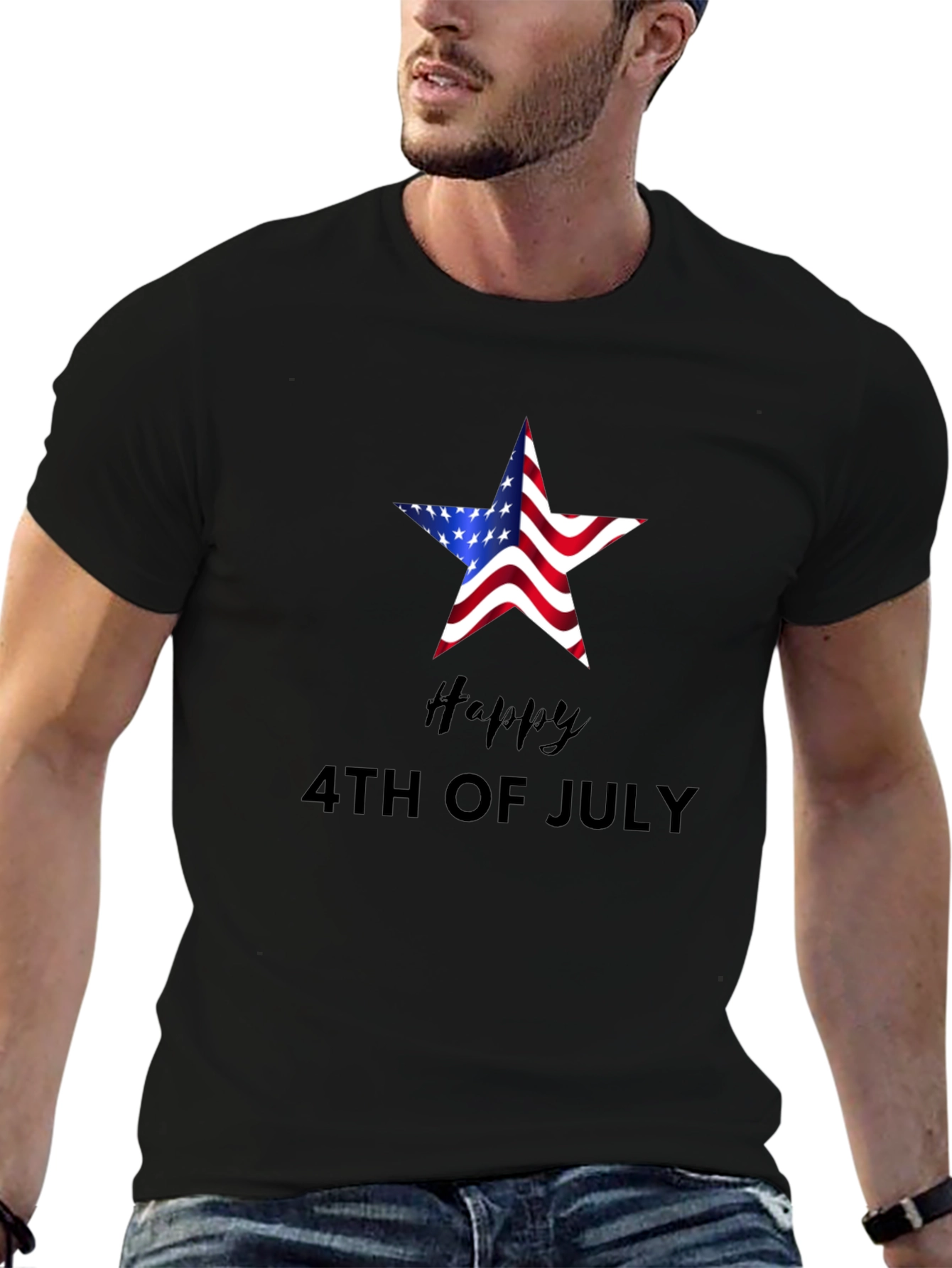 American Flag Star 4th of July T-Shirt
