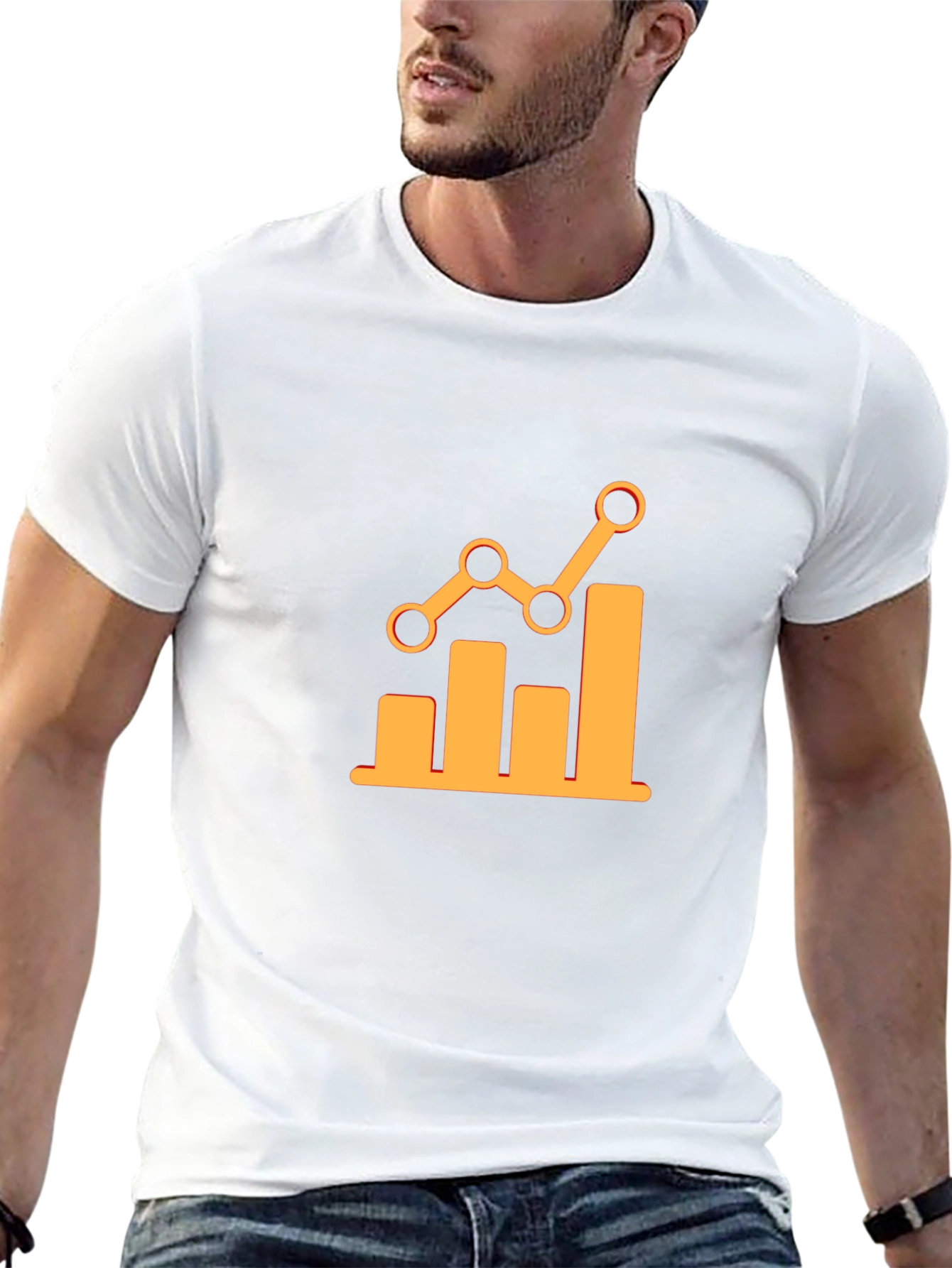 Trendy Black Tee with Growth Chart Graphic