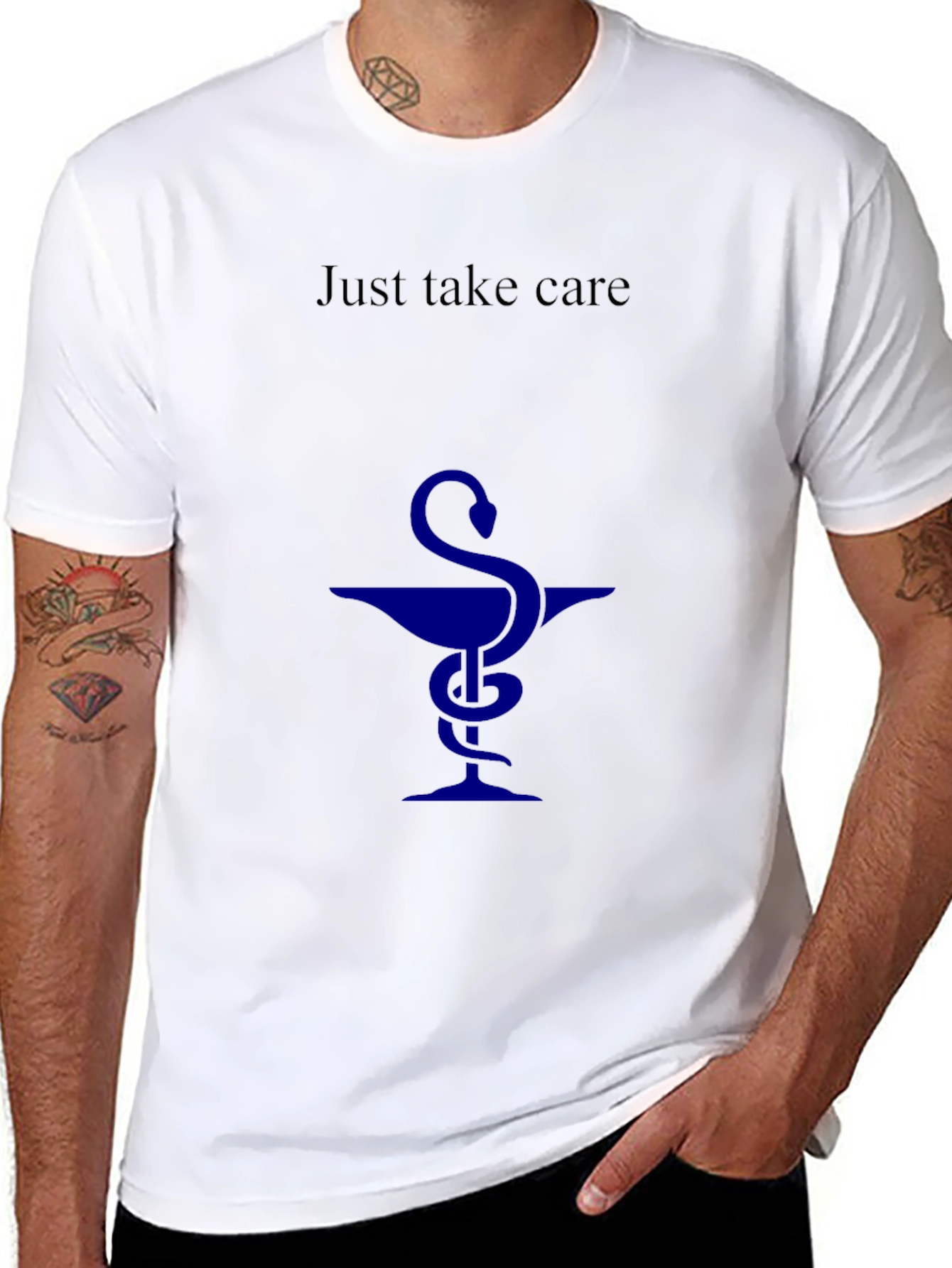 Just Take Care Black T-Shirt - Health Symbol