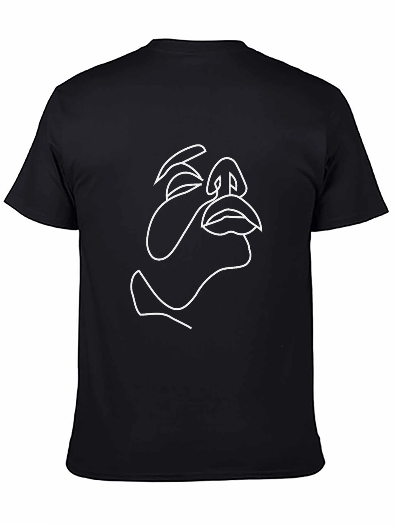 Abstract Face Line Art Black T-Shirt