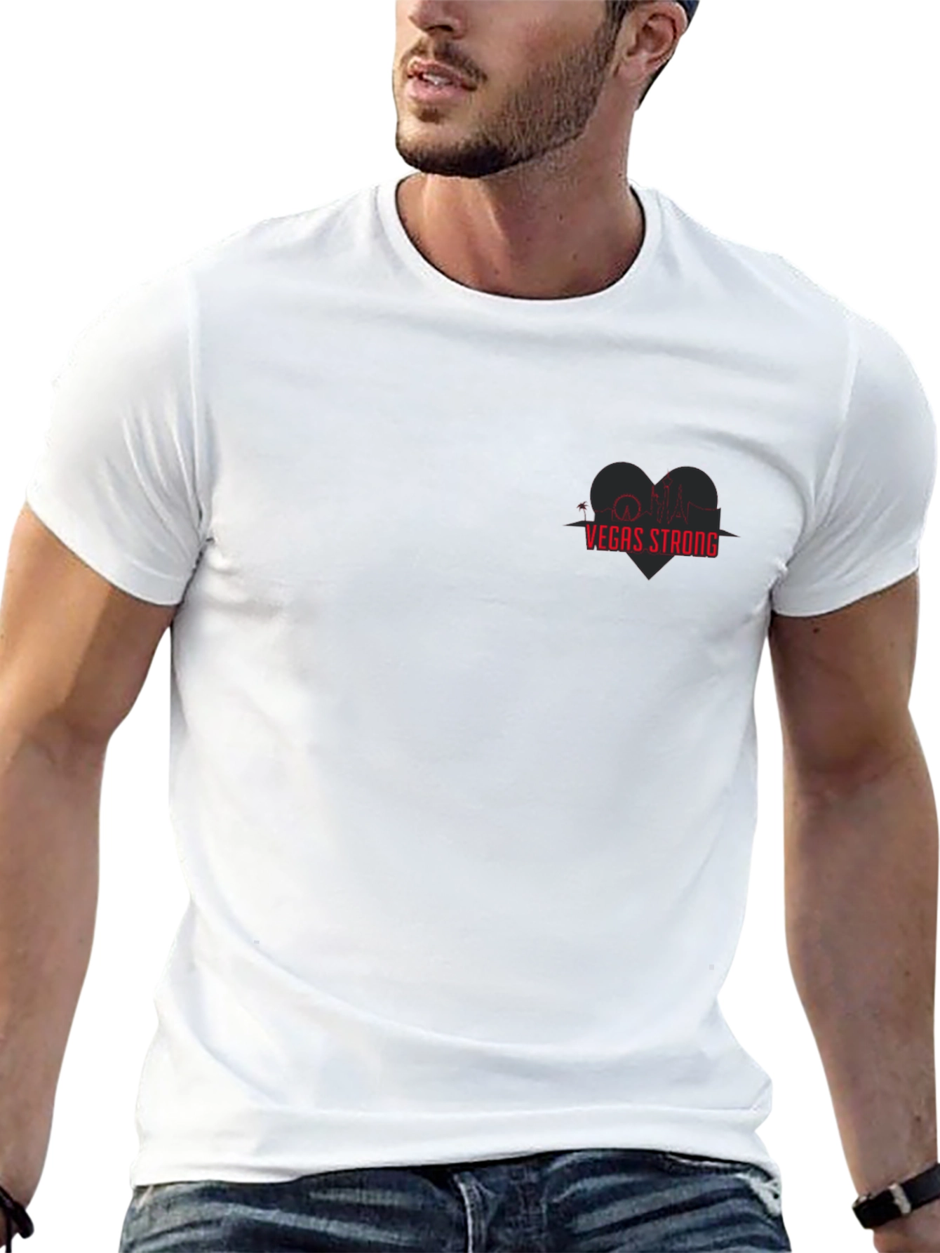 Vegas Strong Graphic T-Shirt - Heartbeat Skyline