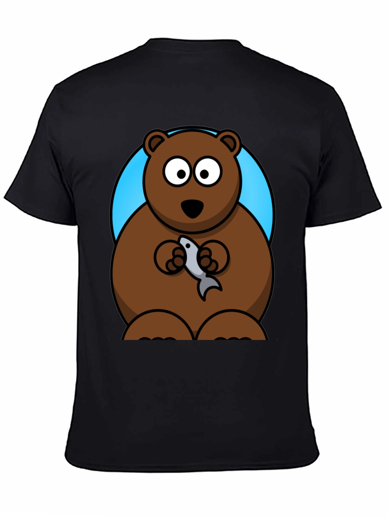 Bear with Fish Graphic Tee - Mens Black T-Shirt