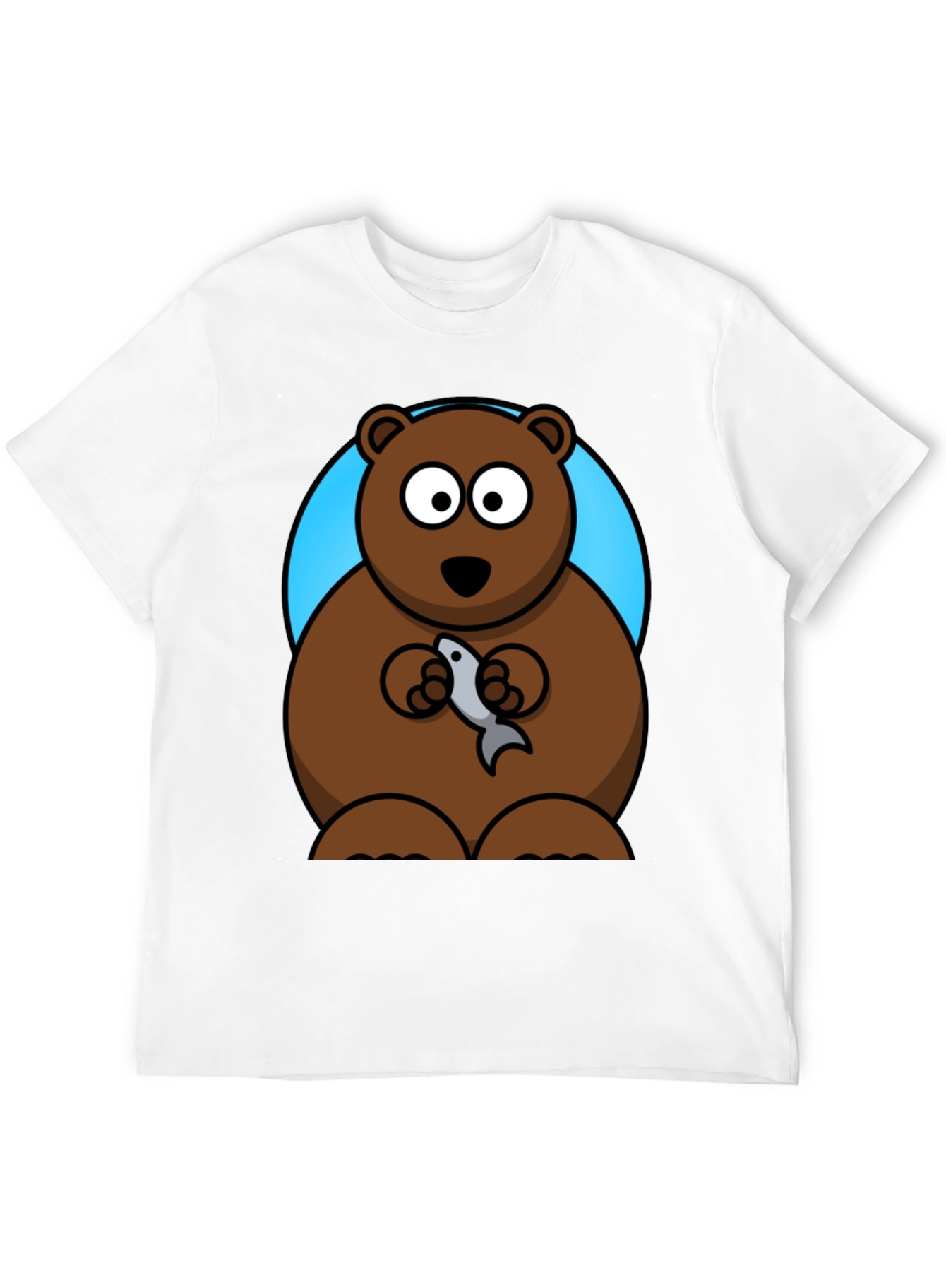Bear with Fish Graphic Tee - Mens Black T-Shirt