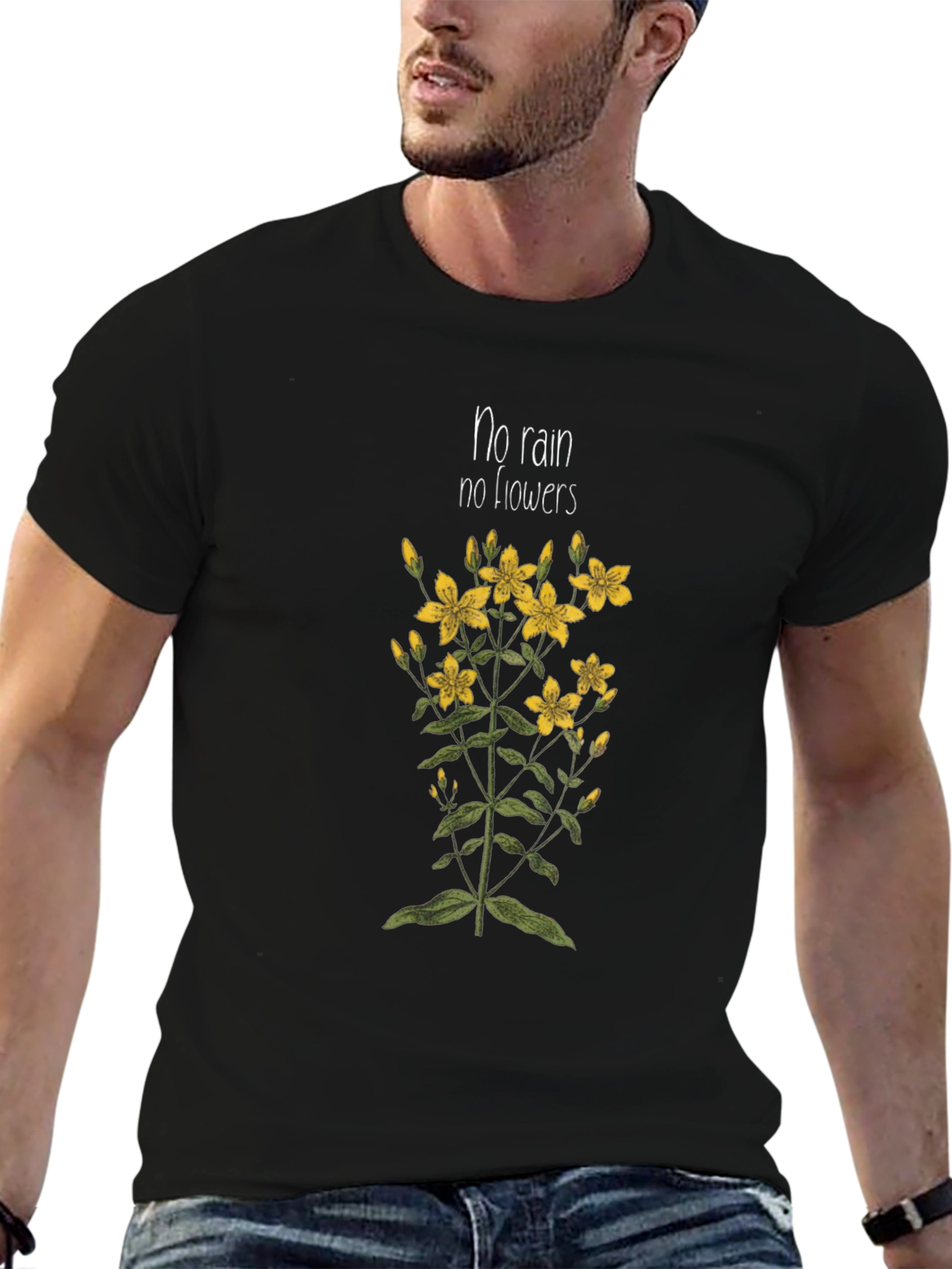 No Rain No Flowers Graphic T-Shirt - Black