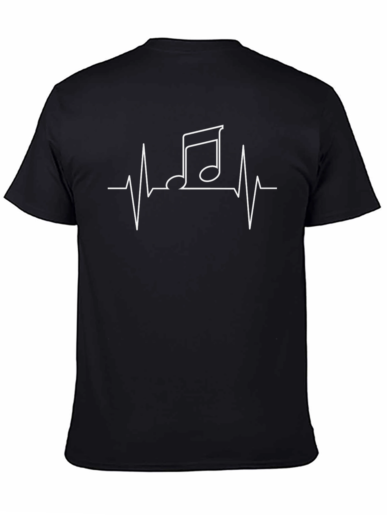 Music Note Heartbeat Graphic Tee - Black
