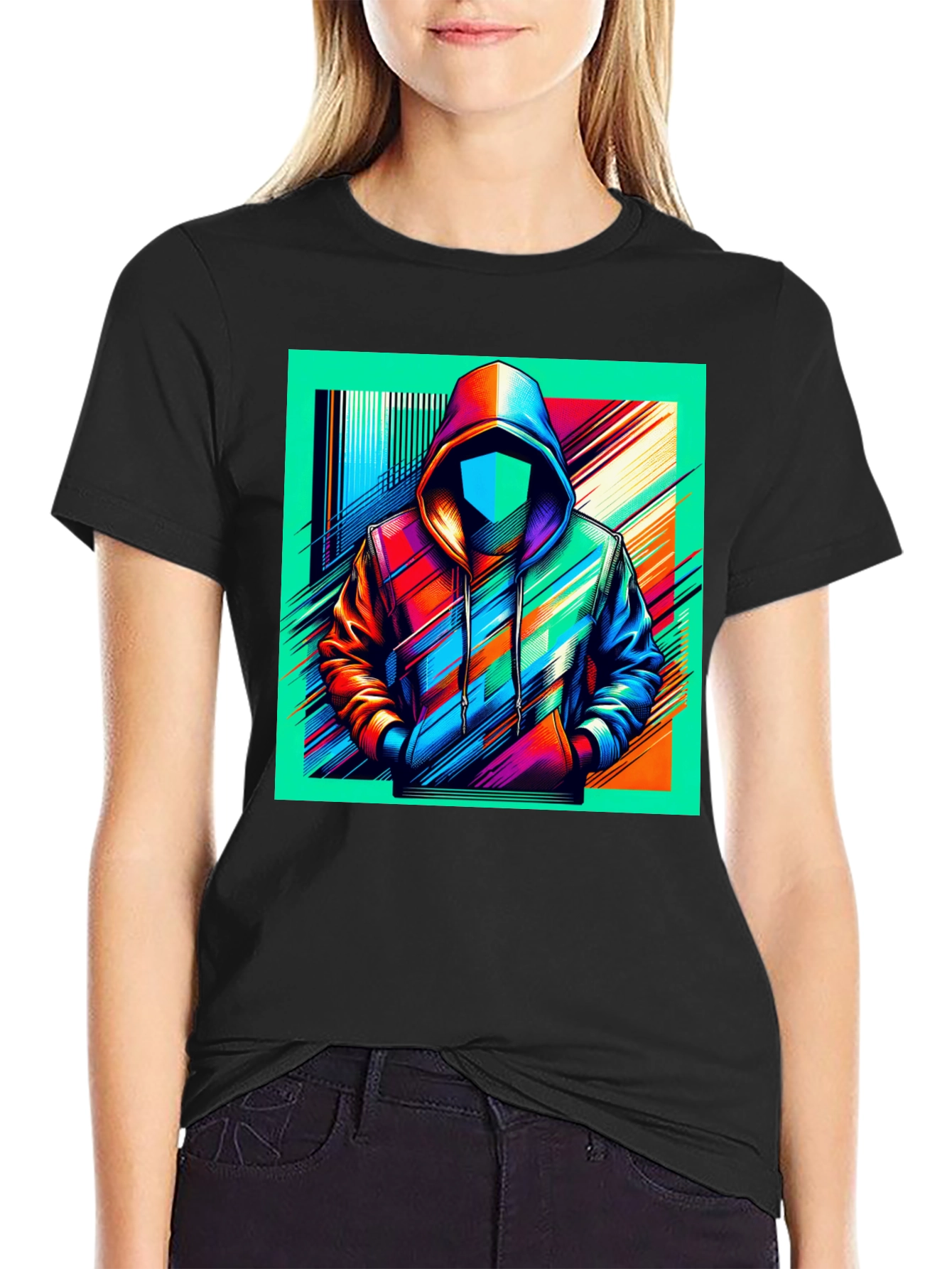 Abstract Hoodie Design Black T-Shirt